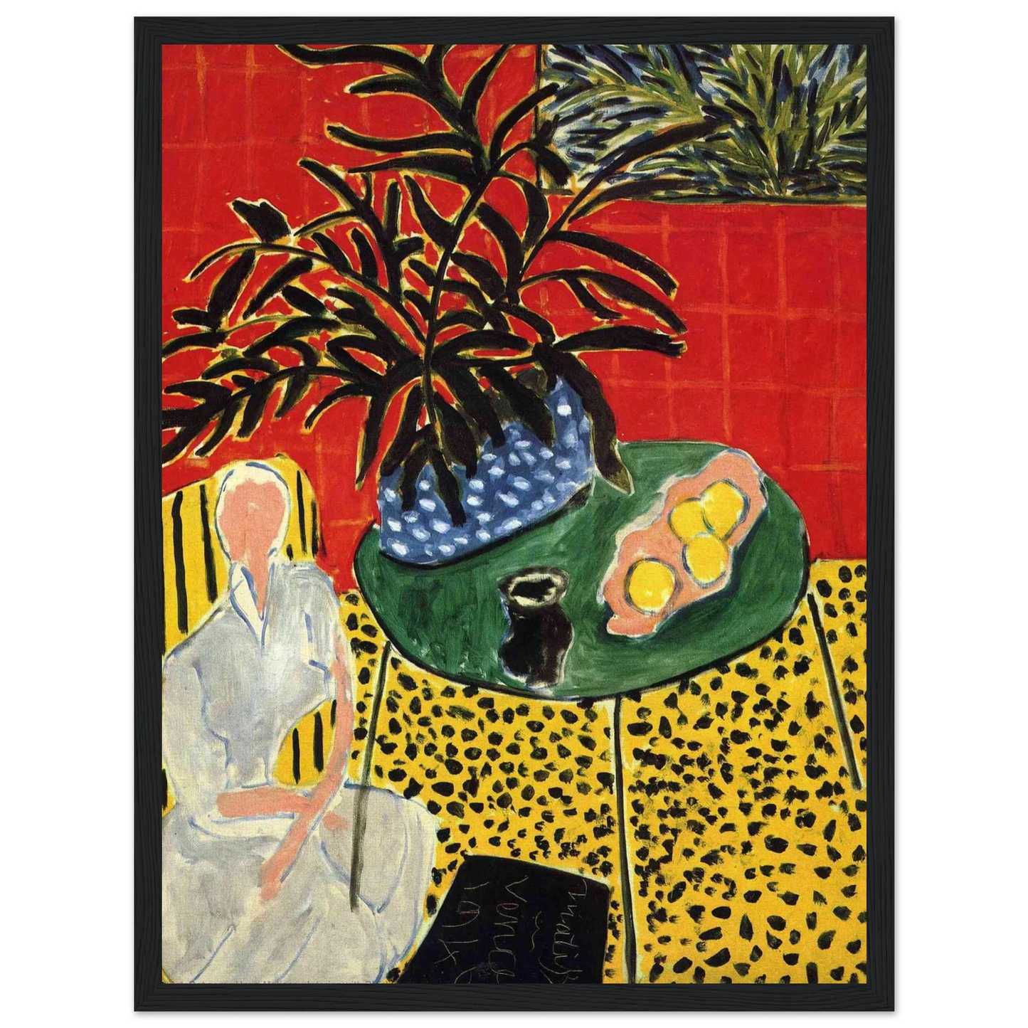 This high-quality reproduction of Interior with Black Fern (Intérieur con Fougère Noire, 1948) by Henri Matisse is a vibrant expression of his late-career cut-out style and fascination with interior spaces. The composition balances bold color blocks, a richly patterned interior, and the distinctive silhouette of a black fern, creating a scene that feels both playful and structured. Printed on archival-grade paper, this poster print offers stunning wall art for modern interiors, creative spaces, and design-f