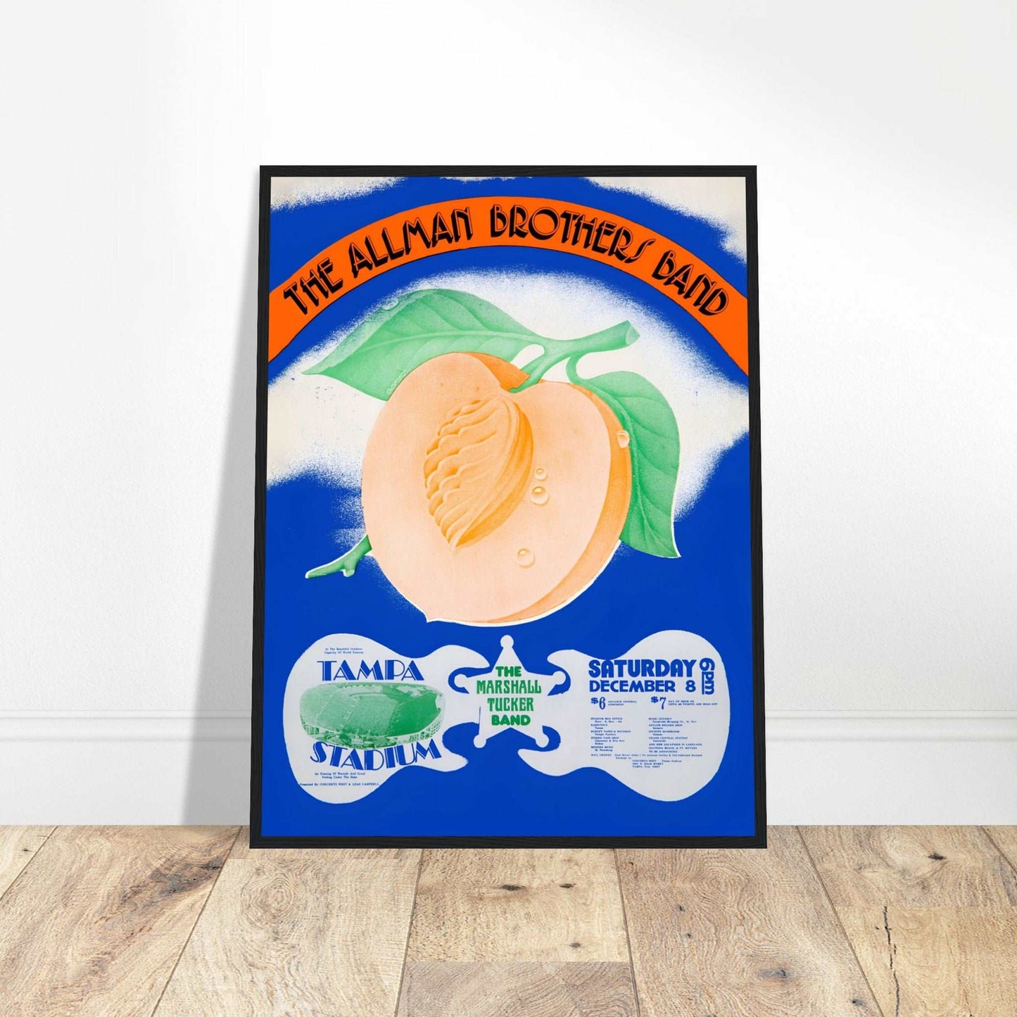 Iconic Allman Brothers Band Tampa concert poster from their legendary 1973 performance in Florida. Perfect for rock fans & vintage concert collectors. Shop now!