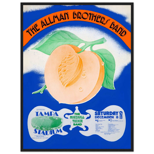 Iconic Allman Brothers Band Tampa concert poster from their legendary 1973 performance in Florida. Perfect for rock fans & vintage concert collectors. Shop now!