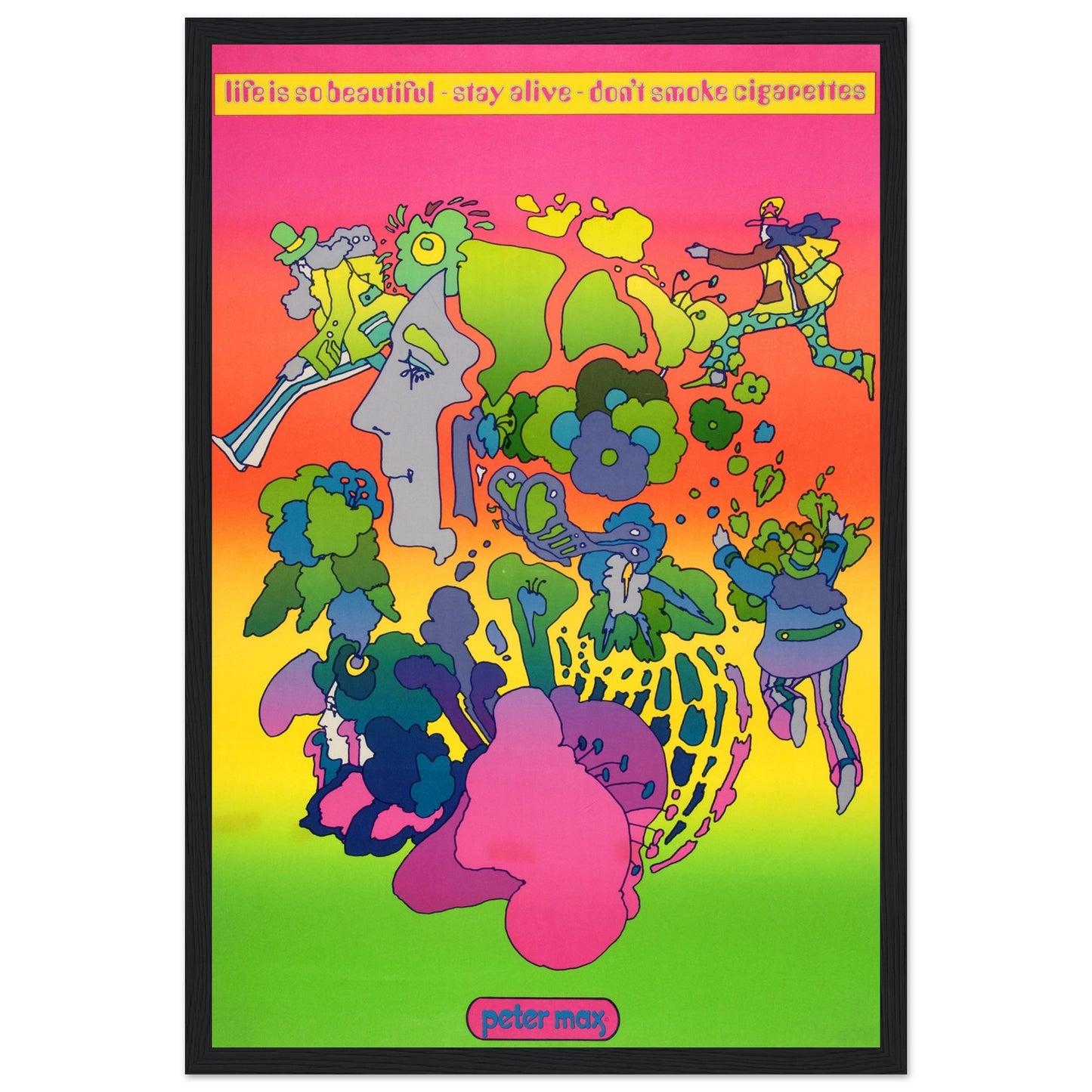 Bold psychedelic anti-tobacco poster with trippy, mind-bending visuals. Eye-catching no-smoking art for unique wall decor & awareness