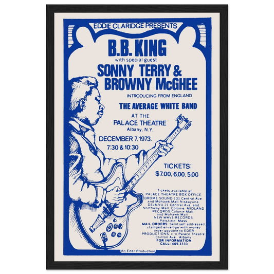 Honor the legacy of B.B. King, the King of Blues, with this vintage concert poster showcasing his legendary performances. Featuring classic blues aesthetics, retro typography, and soulful energy, this poster is perfect for blues fans, collectors of music memorabilia, and lovers of jazz and rock & roll history. Ideal for home decor, music rooms, or studios, this B.B. King wall art is a tribute to his timeless sound. Order now and bring the blues to your space!