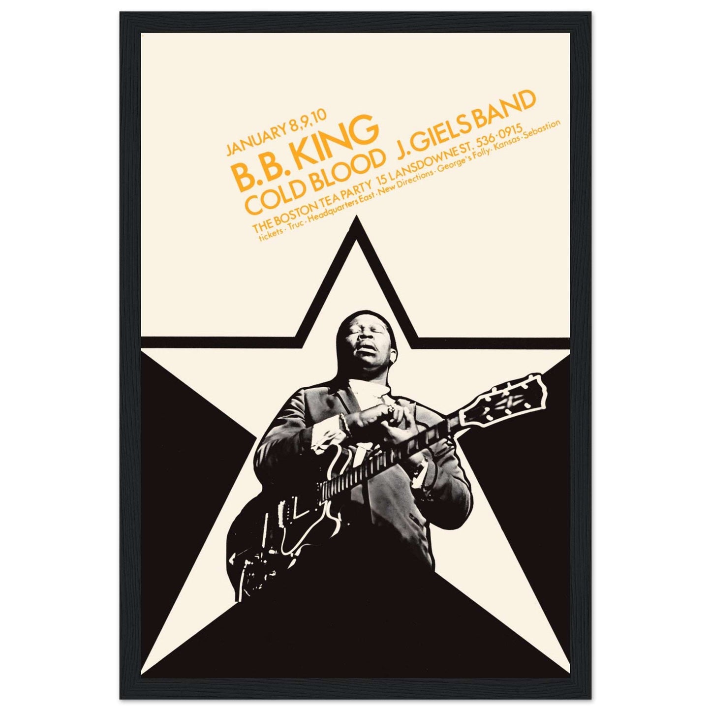 Honor the legendary B.B. King with this vintage concert poster, showcasing the iconic blues artist. A perfect tribute to the King of Blues, this BB King poster is a must-have for fans of classic blues music, vintage concert memorabilia, and wall art enthusiasts. Add this timeless piece to your collection and showcase the unforgettable blues legend in your home or office.