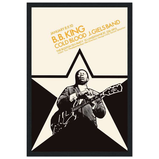 Honor the legendary B.B. King with this vintage concert poster, showcasing the iconic blues artist. A perfect tribute to the King of Blues, this BB King poster is a must-have for fans of classic blues music, vintage concert memorabilia, and wall art enthusiasts. Add this timeless piece to your collection and showcase the unforgettable blues legend in your home or office.