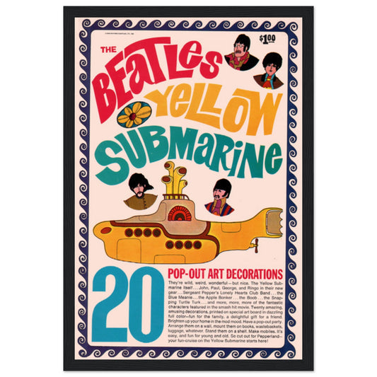 Bring the magic of the Yellow Submarine to life with this vibrant Beatles poster! A must-have for fans of psychedelic art, retro music decor, and 60s nostalgia.