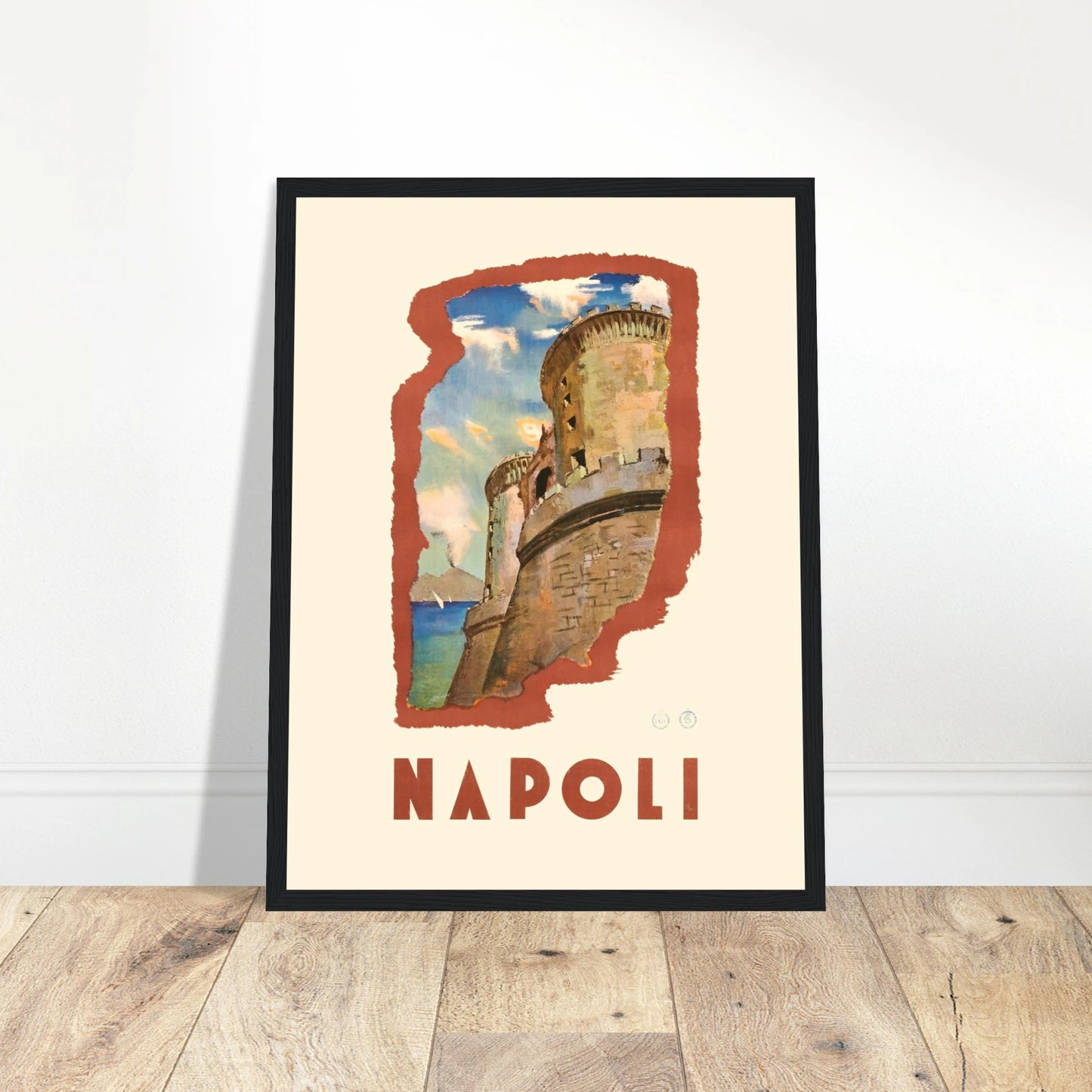 Step back in time with this striking Napoli vintage poster featuring the iconic Castel Nuovo, one of the city's most famous landmarks. Known as the "New Castle," this historic fortress, dating back to the 13th century, stands proudly at the heart of Naples. This retro design captures the majesty of the Castel Nuovo, blending Italian architecture with the timeless charm of Mediterranean travel posters. Perfect for art lovers, history enthusiasts, and anyone who appreciates the grandeur of Naples’ historic si