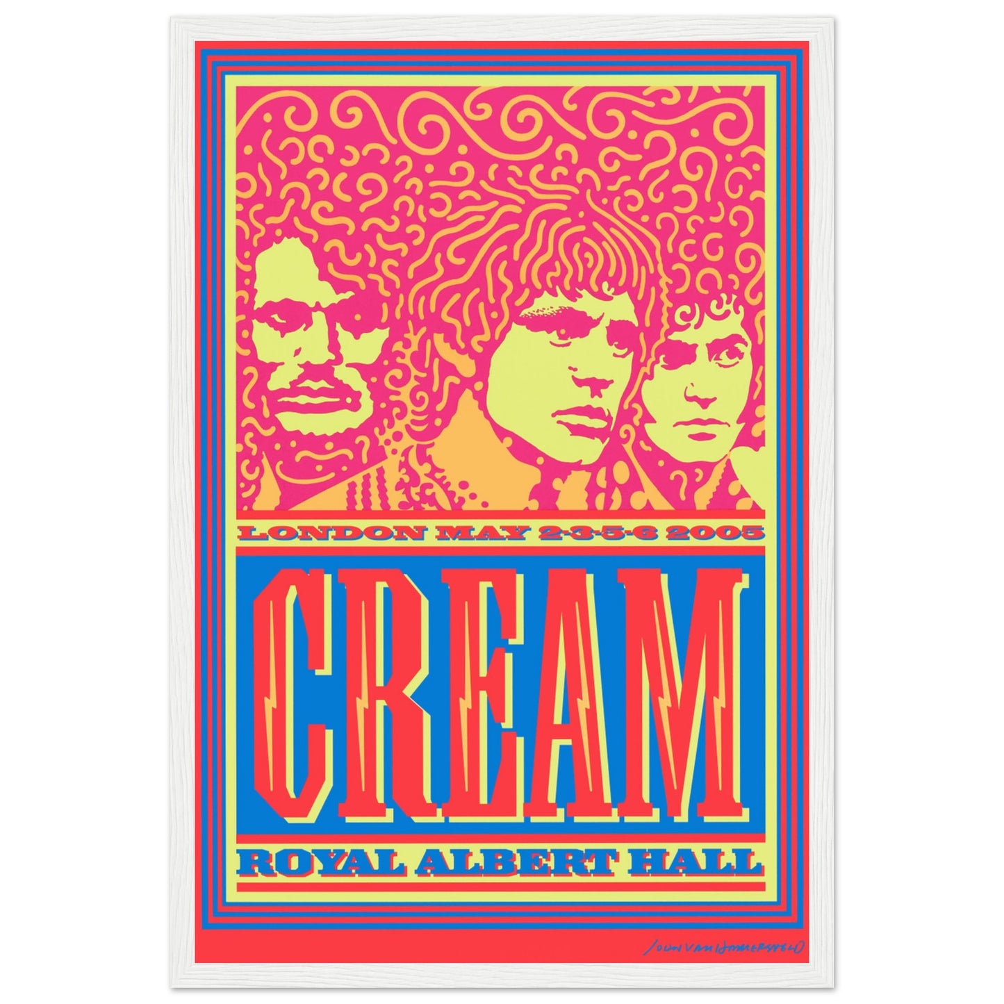 Cream band psychedelic rock poster with 1960s-inspired design, bright color scheme, and vintage concert typography.