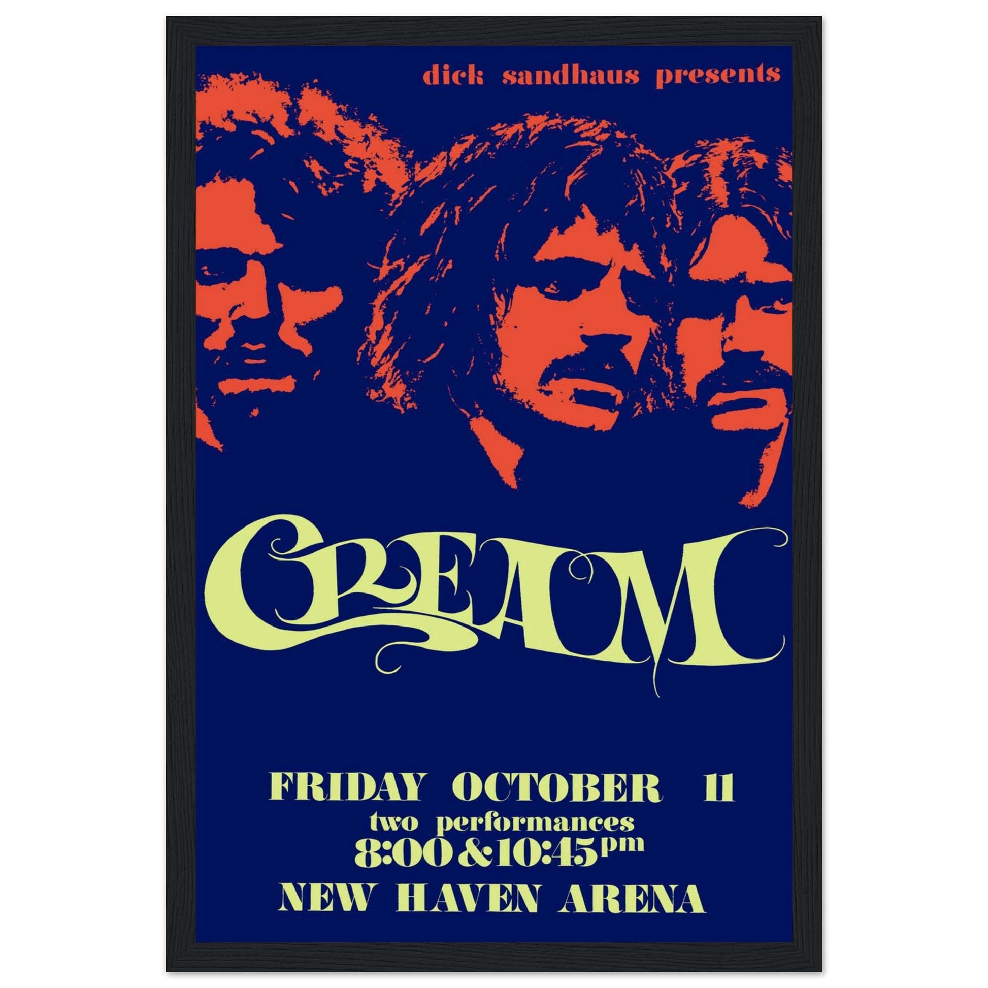 Relive the golden age of psychedelic rock with this Cream New Haven concert poster, celebrating one of the most influential rock trios of all time. Featuring Eric Clapton’s legendary guitar work, Jack Bruce’s powerful vocals, and Ginger Baker’s groundbreaking drumming, this vintage rock poster is perfect for music fans, collectors, and lovers of 60s rock memorabilia. Ideal for music rooms, studios, or retro decor, this New Haven concert print captures the energy of Cream’s unforgettable live performances. O