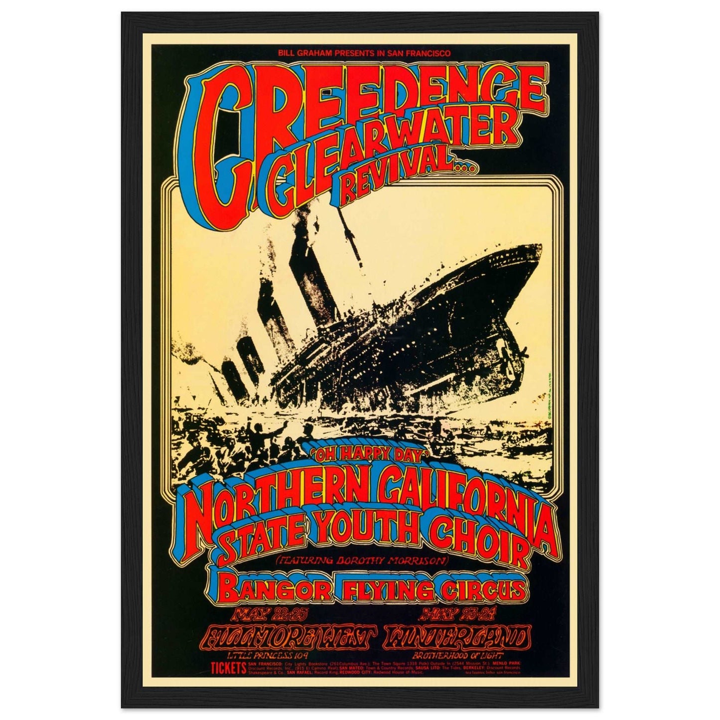 Iconic Creedence Clearwater Revival concert poster from their Northern California show. A must-have for collectors & classic rock fans. Shop now!