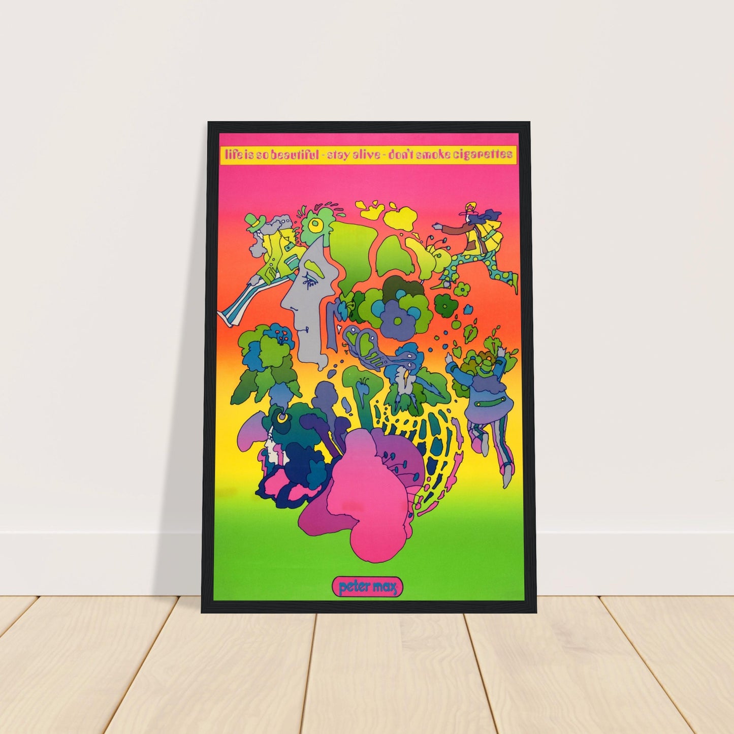 Bold psychedelic anti-tobacco poster with trippy, mind-bending visuals. Eye-catching no-smoking art for unique wall decor & awareness