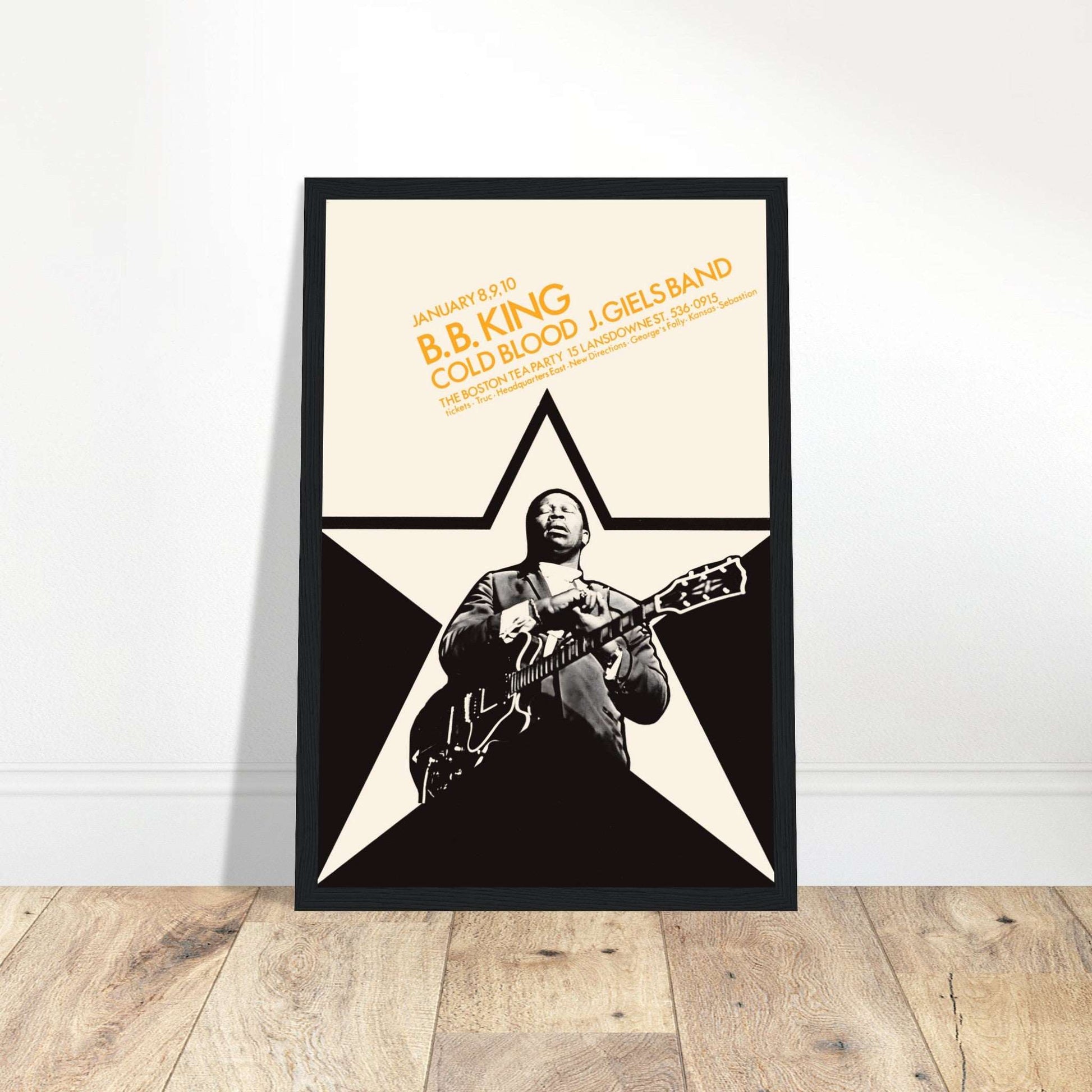Honor the legendary B.B. King with this vintage concert poster, showcasing the iconic blues artist. A perfect tribute to the King of Blues, this BB King poster is a must-have for fans of classic blues music, vintage concert memorabilia, and wall art enthusiasts. Add this timeless piece to your collection and showcase the unforgettable blues legend in your home or office.