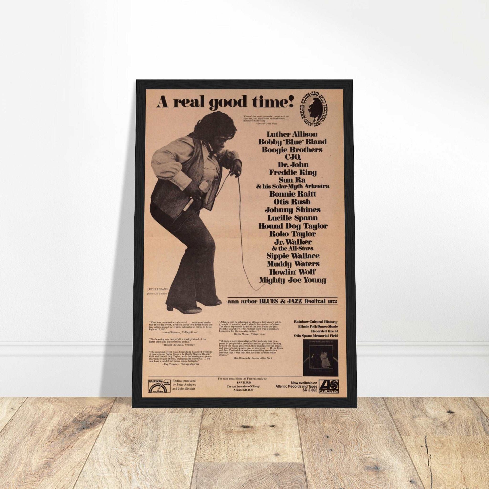 Step back in time with this vintage Blues & Jazz Festival poster, capturing the essence of an unforgettable event featuring legendary Blues and Jazz performances. This iconic print celebrates the best in live music history, perfect for music fans, collectors, and anyone who appreciates the soul of Blues and Jazz. Ideal for adding rich musical heritage to your home or office decor.