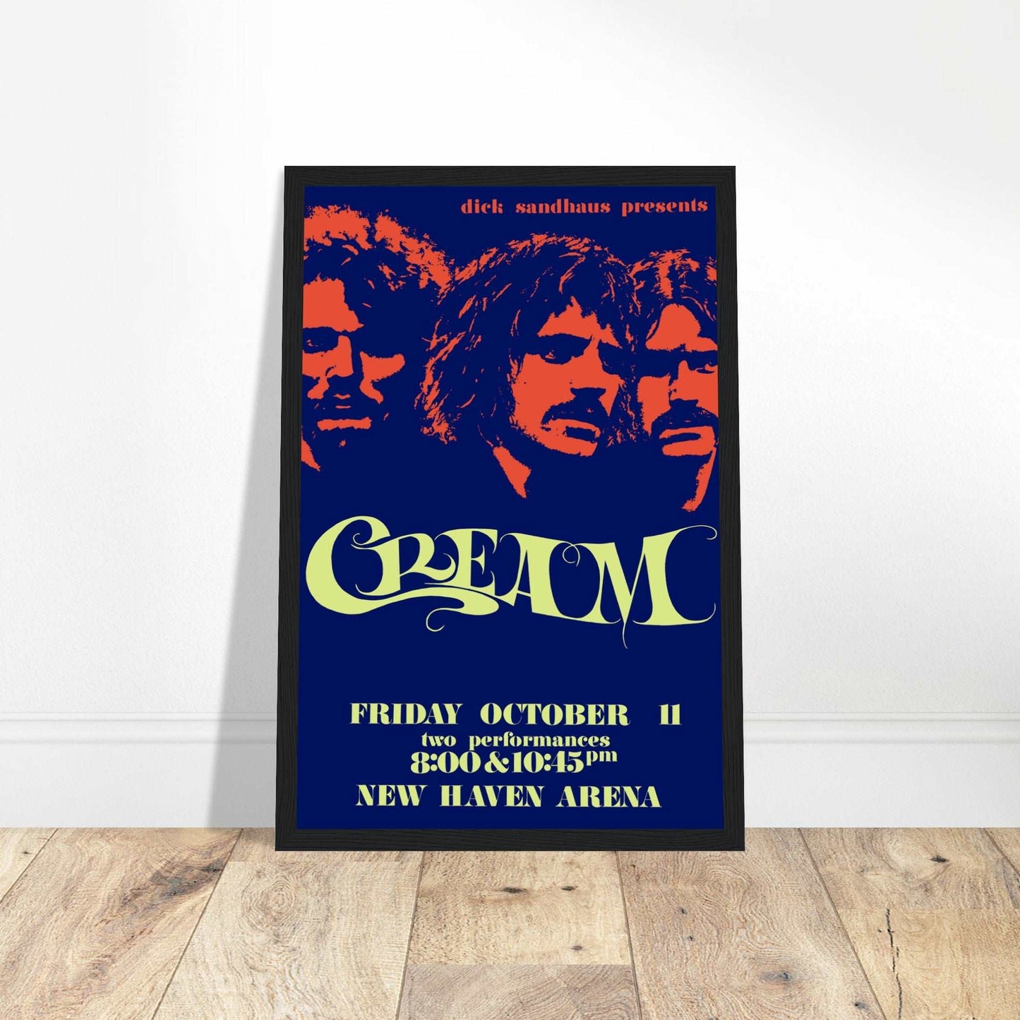 Relive the golden age of psychedelic rock with this Cream New Haven concert poster, celebrating one of the most influential rock trios of all time. Featuring Eric Clapton’s legendary guitar work, Jack Bruce’s powerful vocals, and Ginger Baker’s groundbreaking drumming, this vintage rock poster is perfect for music fans, collectors, and lovers of 60s rock memorabilia. Ideal for music rooms, studios, or retro decor, this New Haven concert print captures the energy of Cream’s unforgettable live performances.