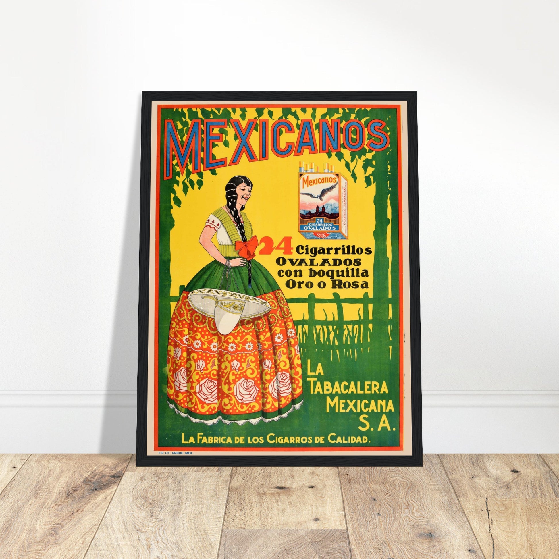 Classic Mexican vintage cigarette poster featuring retro tobacco art. Perfect for collectors, vintage decor lovers & nostalgic print enthusiasts.