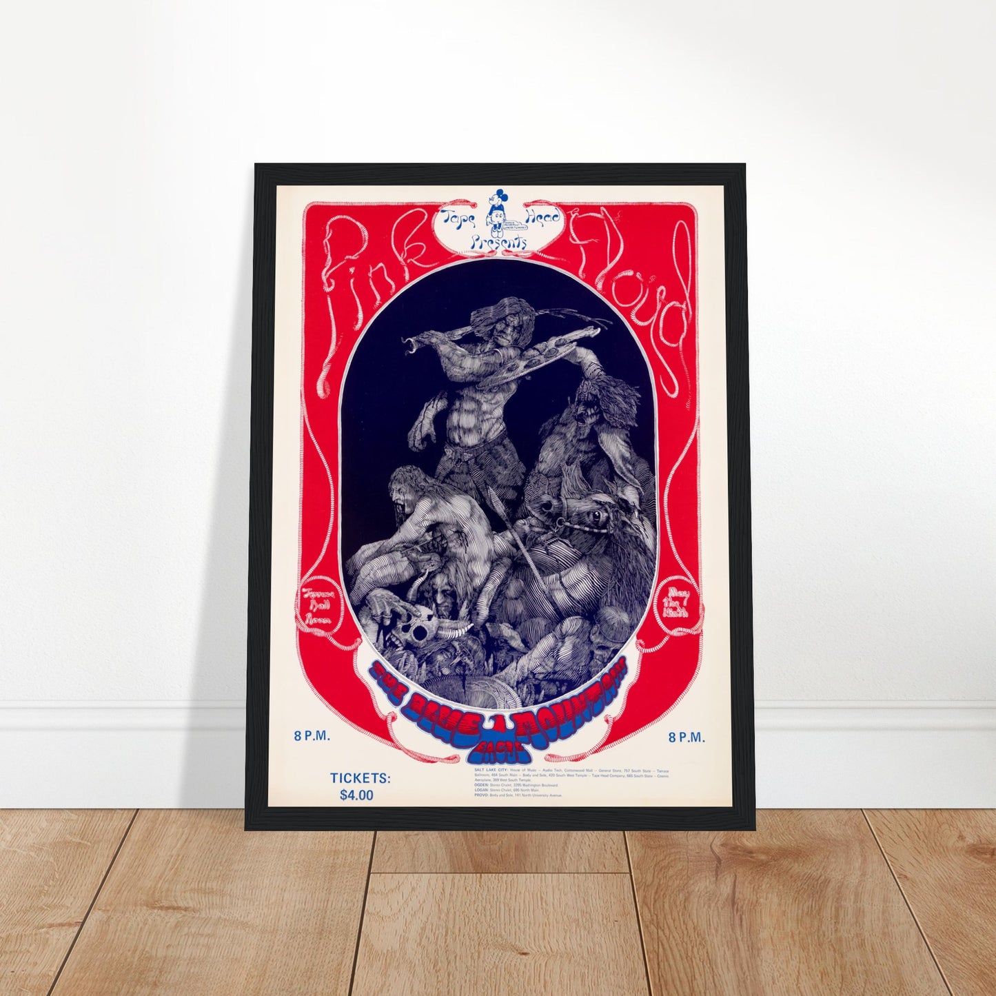 Experience the magic of Pink Floyd’s 1970 Terrace Ballroom concert with this vintage rock poster, celebrating their legendary Salt Lake City performance. Featuring psychedelic design, classic 70s rock aesthetics, and Floyd’s signature trippy visuals, this rare concert memorabilia is perfect for Pink Floyd fans, classic rock collectors, and lovers of vintage music posters. Whether displayed in a music room, bar, or studio, this Pink Floyd concert art brings the spirit of The Dark Side of the Moon, Meddle, an