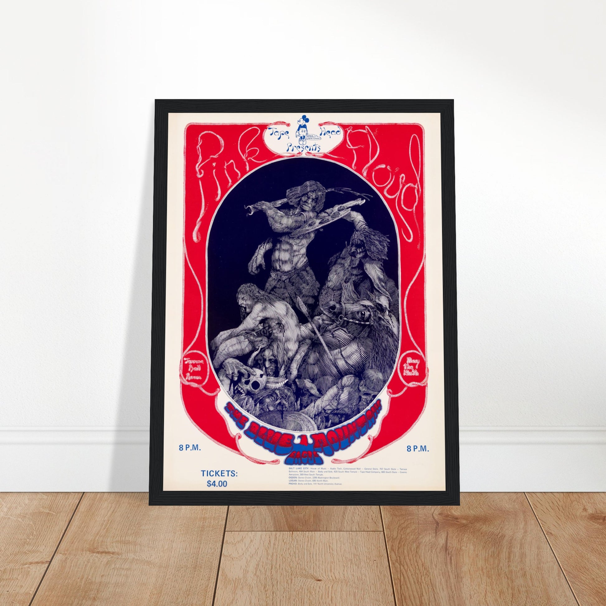 Experience the magic of Pink Floyd’s 1970 Terrace Ballroom concert with this vintage rock poster, celebrating their legendary Salt Lake City performance. Featuring psychedelic design, classic 70s rock aesthetics, and Floyd’s signature trippy visuals, this rare concert memorabilia is perfect for Pink Floyd fans, classic rock collectors, and lovers of vintage music posters. Whether displayed in a music room, bar, or studio, this Pink Floyd concert art brings the spirit of The Dark Side of the Moon, Meddle, an
