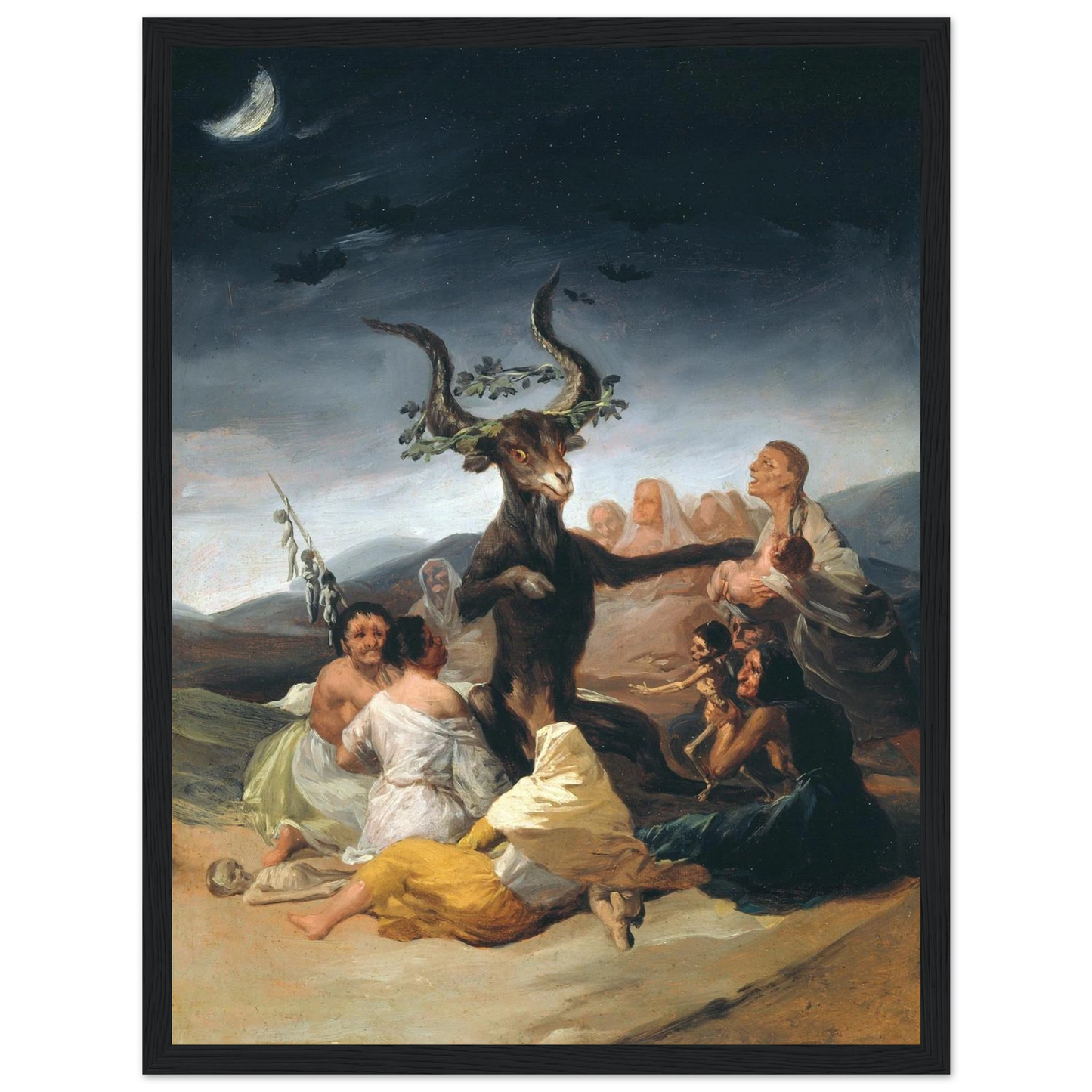 This high-quality reproduction of Witches’ Sabbath by Francisco Goya captures one of the most haunting and iconic images of 18th-century Spanish art. Originally painted as part of Goya’s Black Paintings series, this piece portrays a chilling gathering of witches led by a goat-headed figure, representing superstition, fear, and psychological unrest. Printed on archival-grade paper, this poster print preserves the dark tones and stark emotional contrasts of the original. Ideal wall art for gothic interiors, c