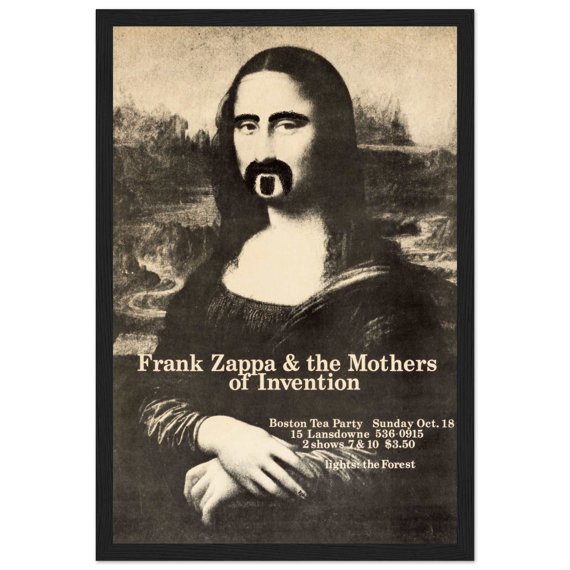 Celebrate the genius of Frank Zappa with this Mona Lisa-inspired poster, featuring his signature surreal rock aesthetics and bold artistic design. Known for his eclectic approach to music and art, this poster captures Zappa's artistic vision and pays tribute to his influence in rock, jazz, and avant-garde music. Perfect for fans of Frank Zappa, collectors of music memorabilia, and art lovers, this vintage rock poster adds a unique touch to any home, studio, or music space. Order now and bring a piece of roc