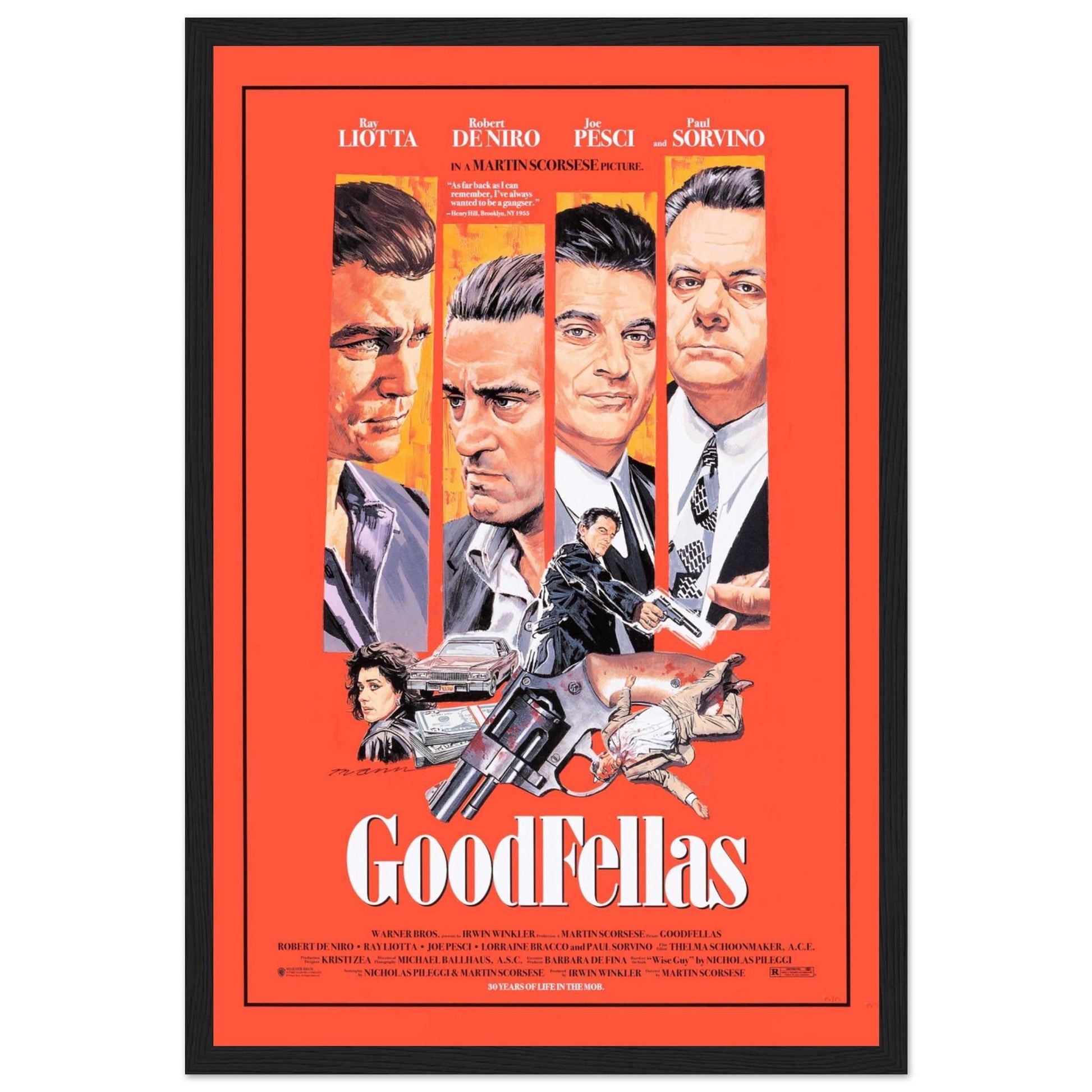 Iconic Goodfellas movie poster, featuring classic crime film artwork. A must-have for fans of mafia movies, collectors & vintage cinema art. Shop now!