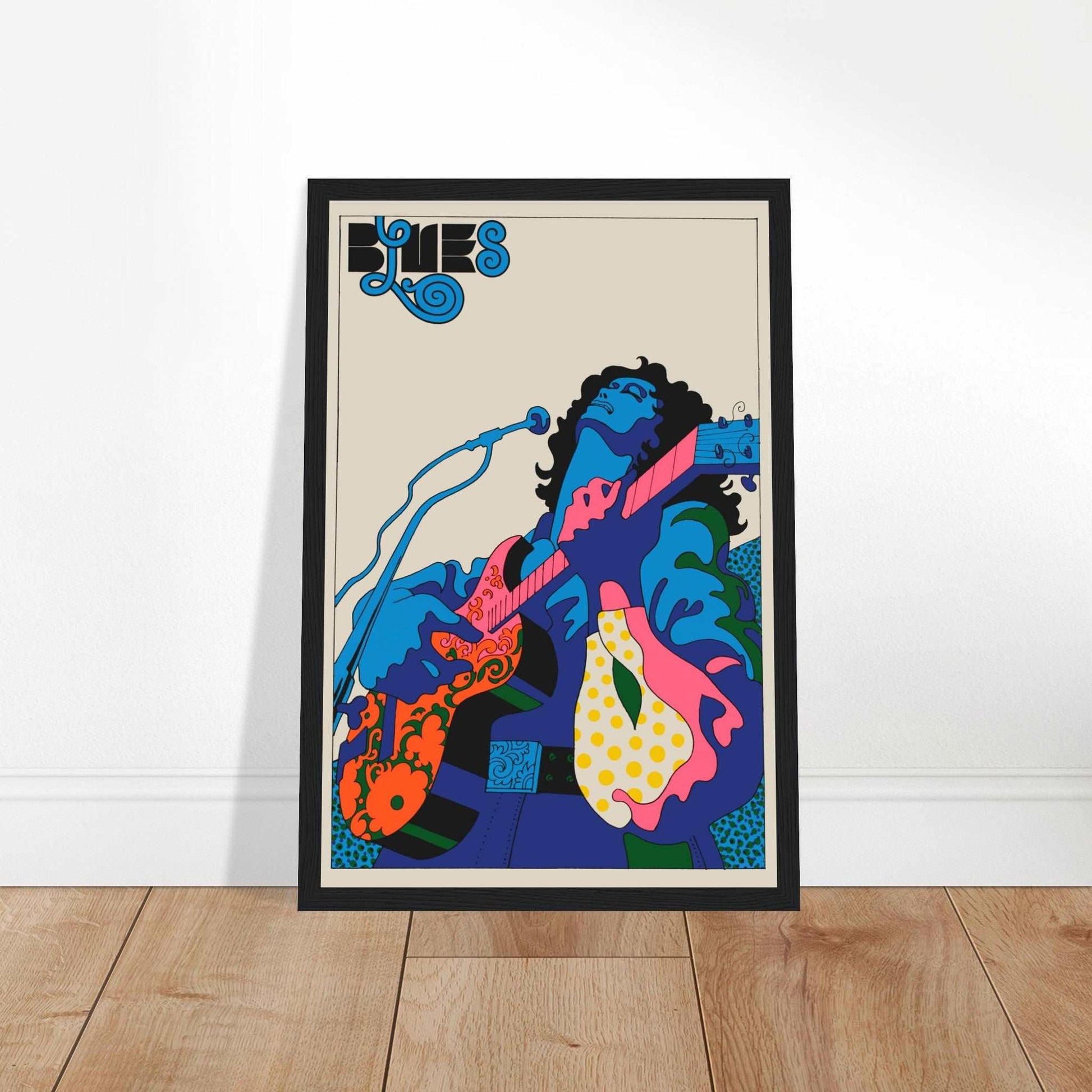 This guitar retro blues poster brings together the rich tones of blues music and the vibrant energy of psychedelic art. The intricate design features a guitar surrounded by bold, colorful patterns, making it a perfect addition to any music lover's collection. Ideal for fans of classic rock, blues, and psychedelic style artwork, this poster offers a dynamic and artistic representation of the blues genre. It’s an excellent choice for anyone wanting to decorate their music room, living room, or studio with uni