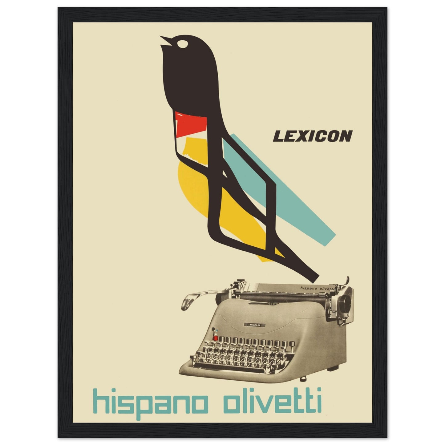 Celebrate the elegance of mid-century industrial design with this Hispano Olivetti poster, a tribute to the legendary typewriter brand. Featuring bold typography, stylish vintage graphics, and a nostalgic nod to classic office culture, this retro advertising print is perfect for collectors of typewriter memorabilia, vintage technology enthusiasts, and fans of mid-century modern aesthetics. Whether displayed in a workspace, study, or home office, this Hispano Olivetti wall art brings a timeless touch of Euro