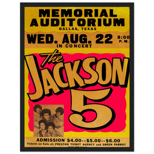Iconic Jackson 5 concert poster from their legendary performance at Memorial Auditorium. A must-have for music fans, collectors, and vintage memorabilia lovers.