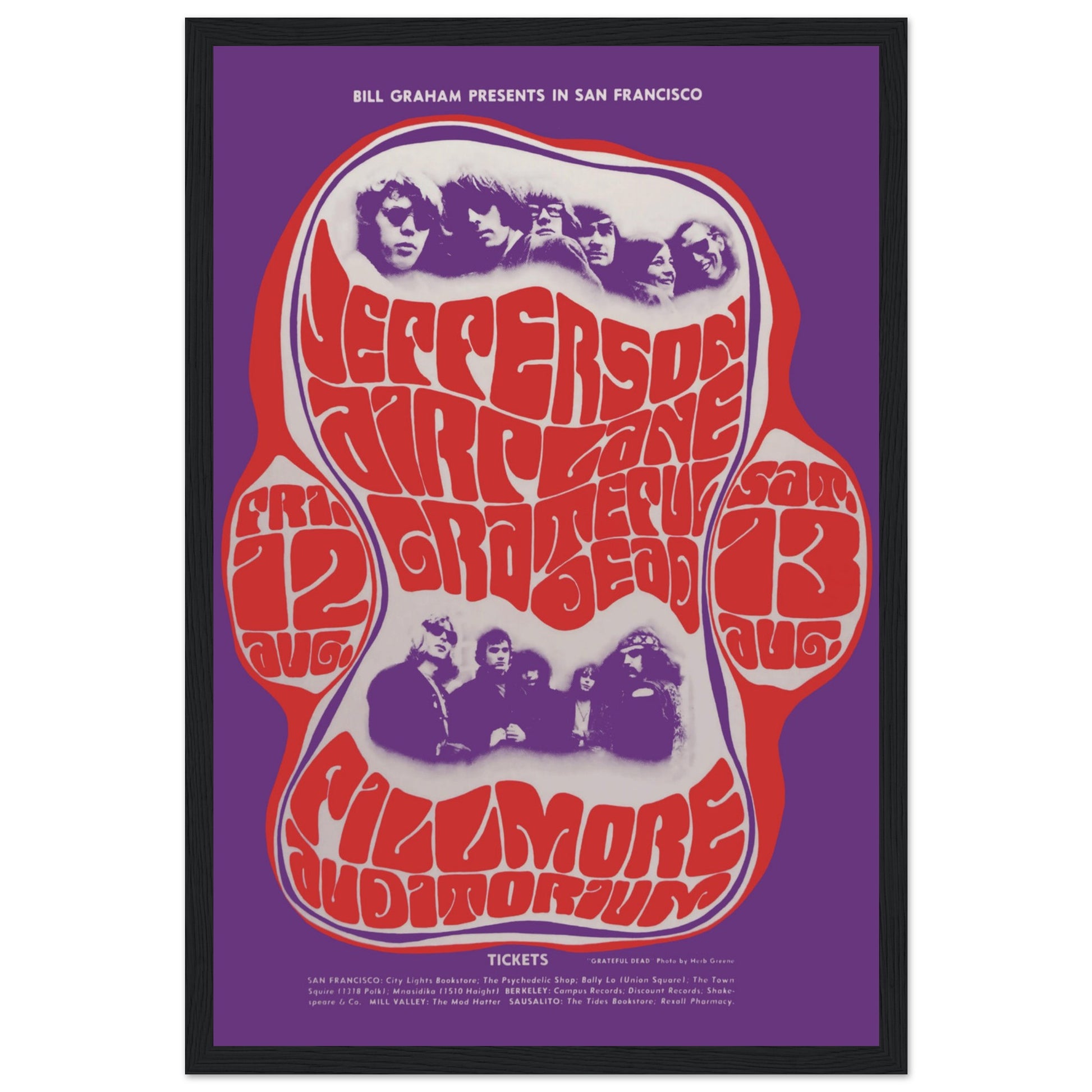 Iconic Jefferson Airplane psychedelic poster featuring vibrant 60s artwork. A must-have for classic rock fans, collectors, and vintage music lovers.