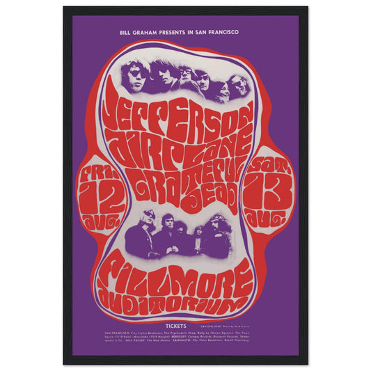 Iconic Jefferson Airplane psychedelic poster featuring vibrant 60s artwork. A must-have for classic rock fans, collectors, and vintage music lovers.
