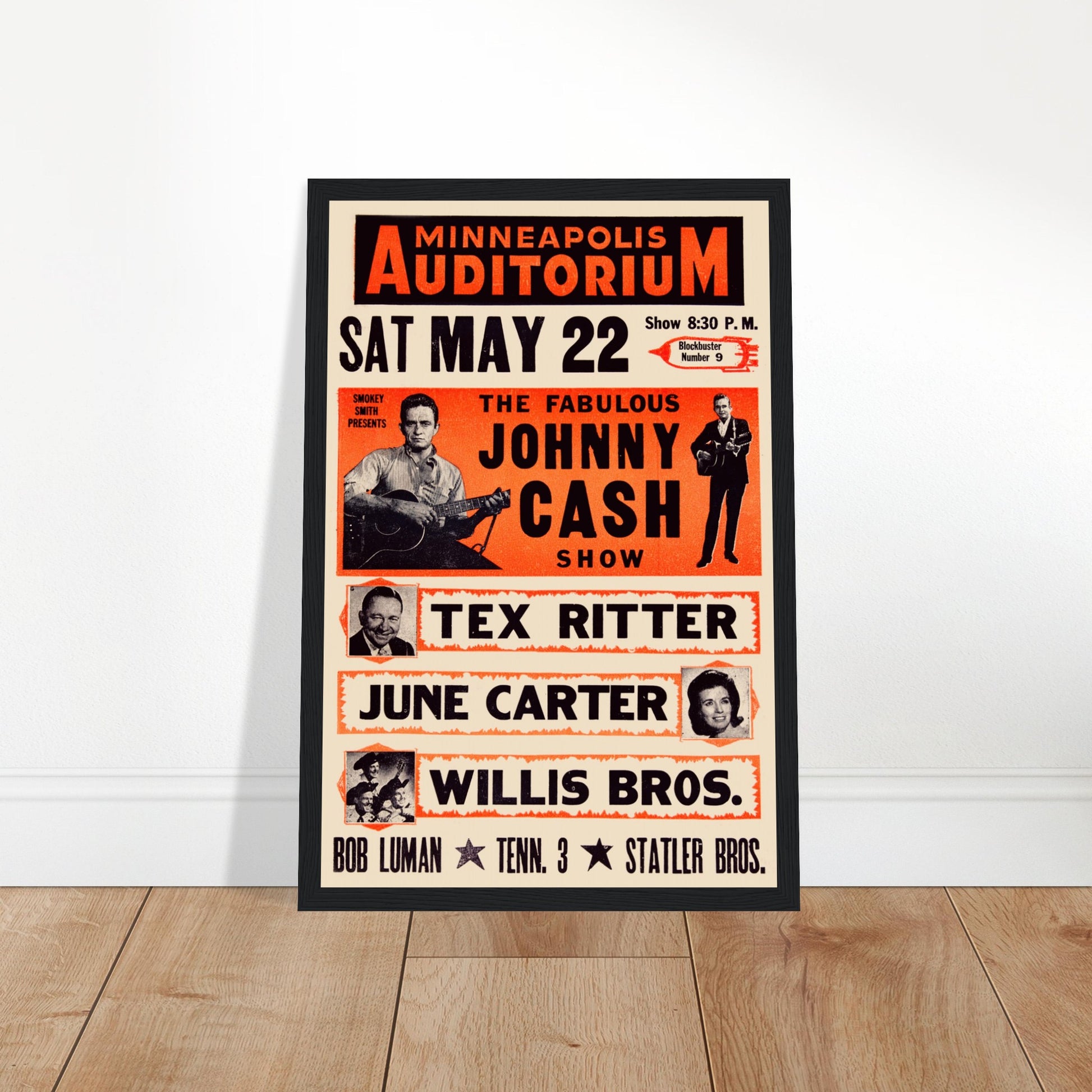 Step back into country music history with this vintage Johnny Cash concert poster from his 1966 KRNT Theater show in Des Moines, Iowa. Featuring The Man in Black alongside June Carter, Tex Ritter, and The Statler Brothers, this rare roadshow-style poster embodies the golden era of country and rockabilly. A perfect piece for Johnny Cash fans, vintage concert poster collectors, and lovers of classic country music memorabilia. Display it in your music room, bar, or personal collection. Order now and own a piec