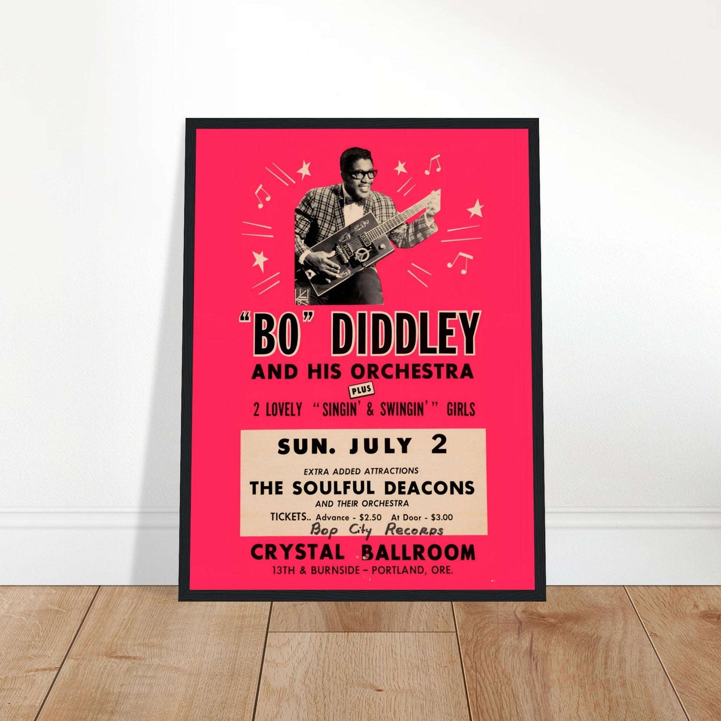 Discover the Bo Diddley Vintage Poster, featuring the legendary rock and roll icon. Perfect for any music lover or vintage memorabilia collection. Shop now!