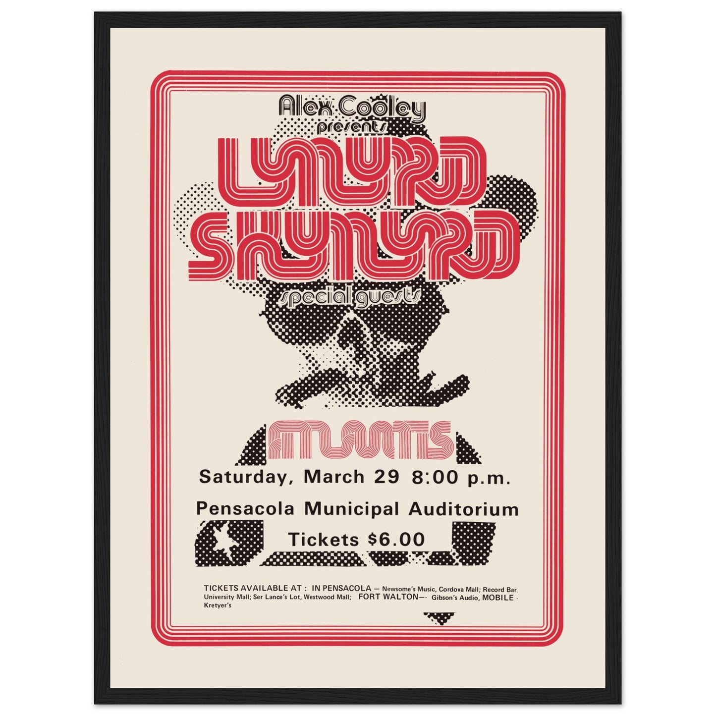 Celebrate the iconic sound of Lynyrd Skynyrd with this vintage concert poster. A perfect addition for rock music lovers, this poster captures the essence of Southern rock. Shop now to add it to your collection.