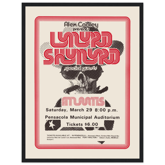 Celebrate the iconic sound of Lynyrd Skynyrd with this vintage concert poster. A perfect addition for rock music lovers, this poster captures the essence of Southern rock. Shop now to add it to your collection.