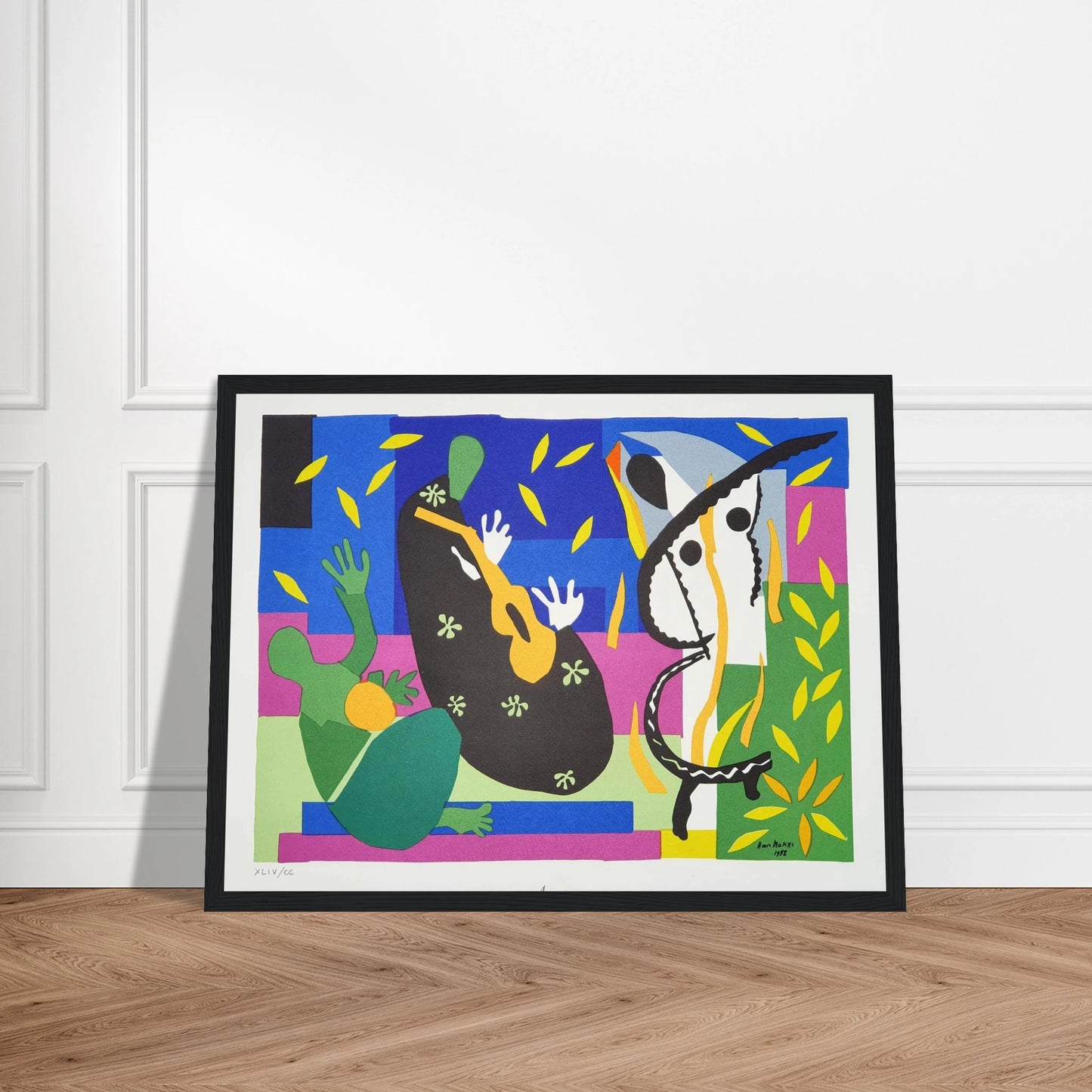 This high-quality reproduction of The Sorrows of the King (La Tristesse du Roi, 1952) by Henri Matisse captures one of the artist’s final and most celebrated works. Created with his famous paper cut-out technique, the piece uses bold color, abstract forms, and expressive rhythm to portray the artist himself with a lute—a reflection on joy, age, and memory. Printed on archival-quality paper, this poster print makes striking modern wall art for minimalist, mid-century, or contemporary interiors. Perfect for M