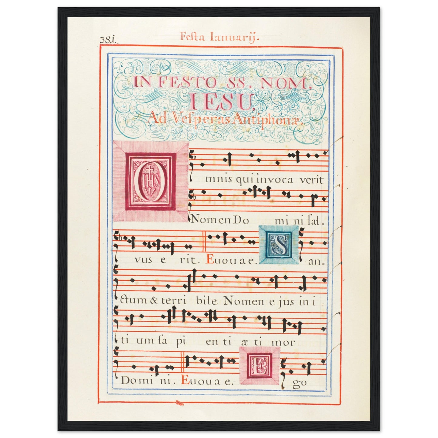 Explore the beauty of Medieval Latin codex art with this stunning 18th-century antiphonary print. A perfect piece for history enthusiasts and vintage decor lovers. Shop now!