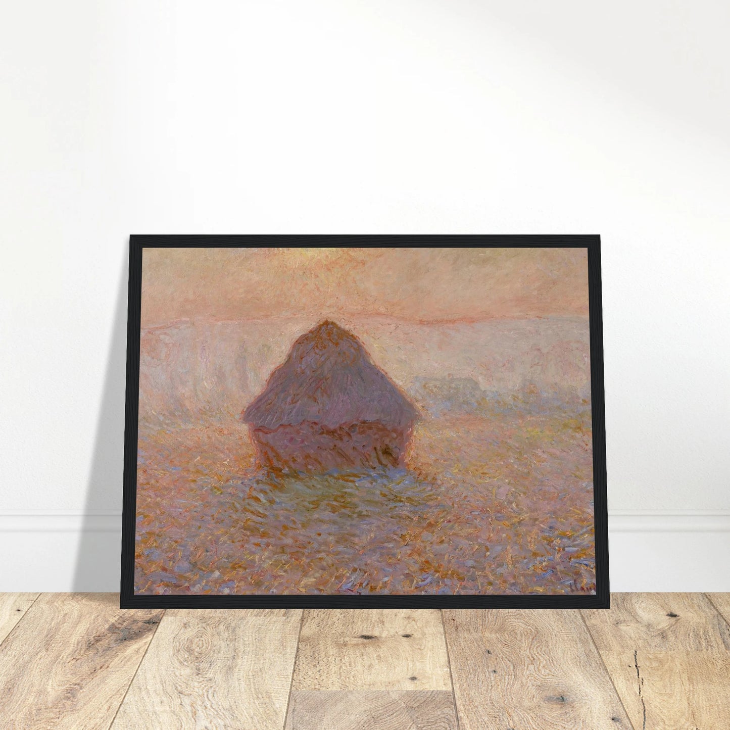 This high-quality reproduction of Grainstack, Sun in the Mist (1891) brings to life one of Claude Monet’s most iconic and atmospheric Impressionist works. Part of his famous Haystacks series, this piece captures the soft morning light and hazy ambience of rural France with exquisite subtlety. With its golden hues, diffused sun, and layered brushwork, it’s a timeless expression of Monet’s mastery over light and mood. Ideal for fine art collectors, Impressionism fans, or those seeking elegant and classic home