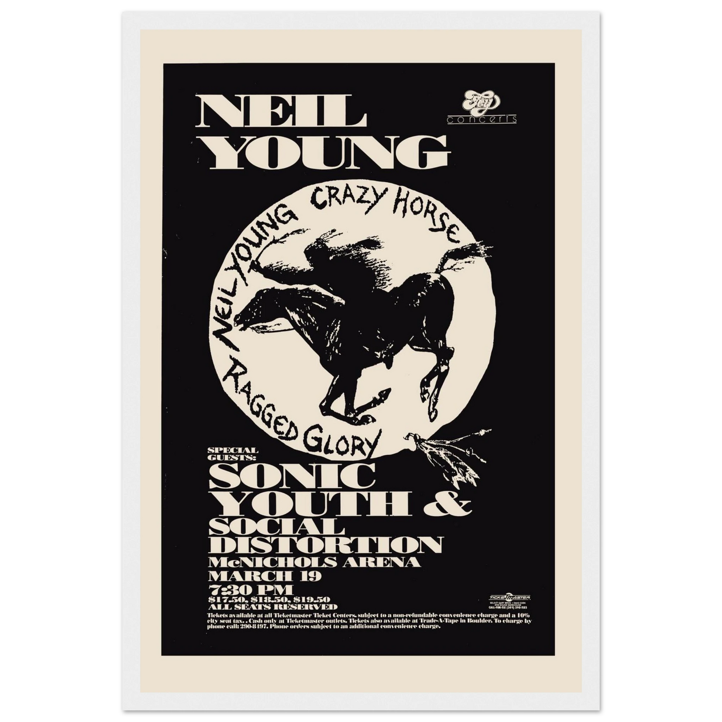 Vintage rock wall decor print featuring Neil Young, a timeless piece for studios, lounges, or retro-inspired interiors.