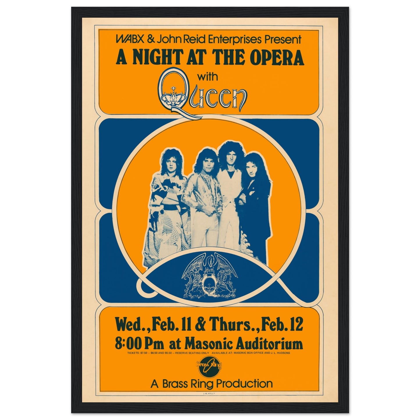 Iconic Queen - A Night at the Opera 1976 poster. A must-have for music fans and collectors, capturing the magic of one of Queen's most legendary albums.