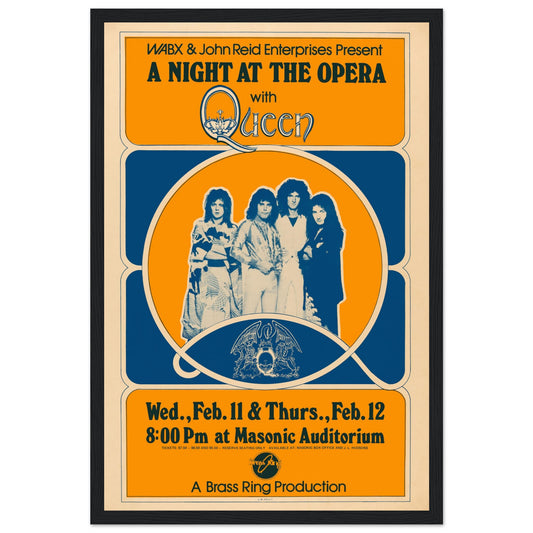 Iconic Queen - A Night at the Opera 1976 poster. A must-have for music fans and collectors, capturing the magic of one of Queen's most legendary albums.