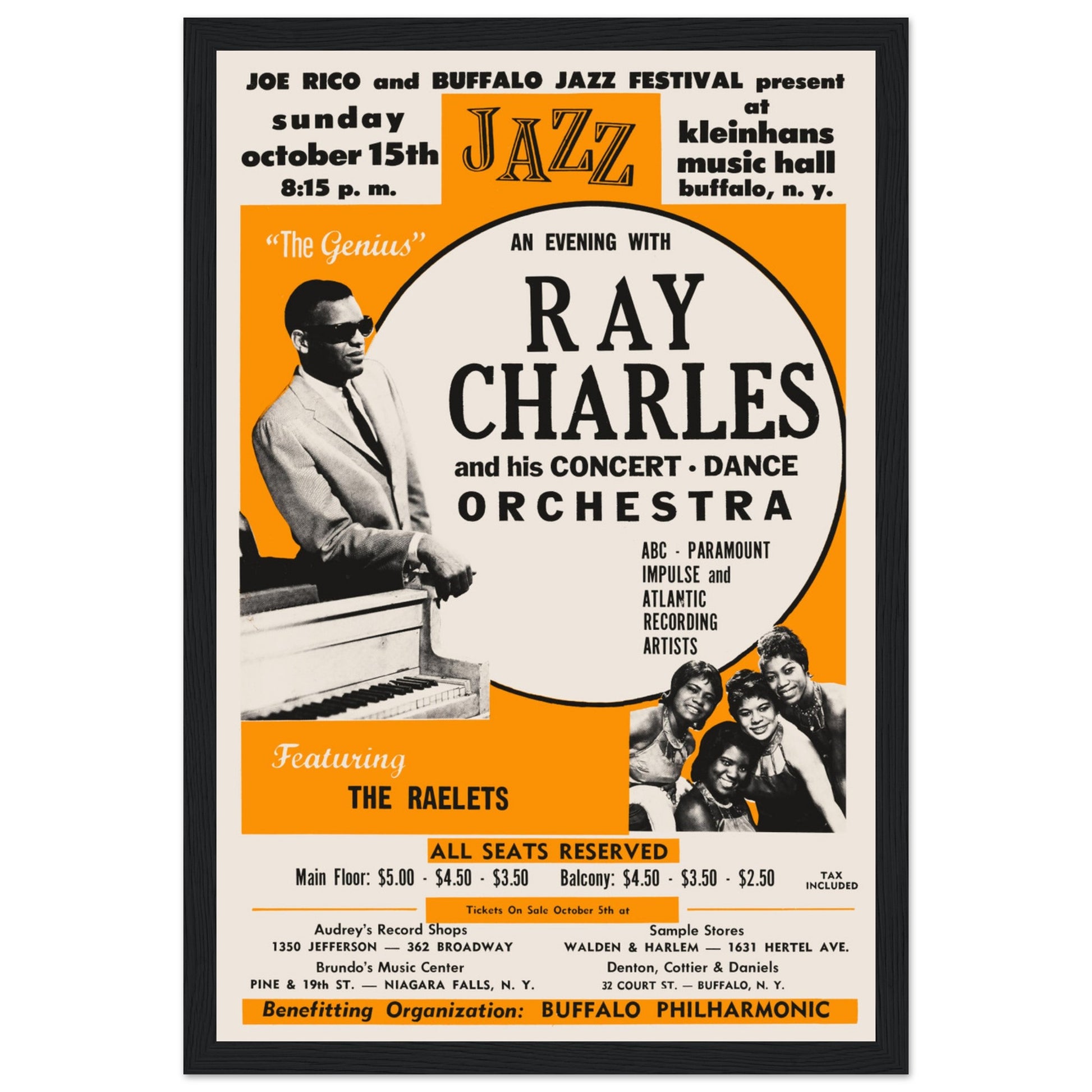 Celebrate the legacy of Ray Charles with this vintage jazz concert poster, capturing the essence of his timeless blues, soul, and jazz performances. A perfect addition for music fans, collectors, and jazz enthusiasts, this poster brings the spirit of classic rhythm and blues to any space. Ideal for home decor, studios, or music rooms, this piece of jazz memorabilia is a must-have. Order now and own a piece of music history!