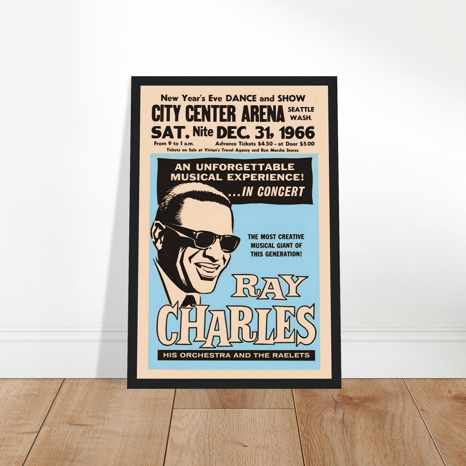 Celebrate the legendary Ray Charles with this 1966 concert poster. A must-have for soul music fans and collectors. Shop now for this iconic piece!