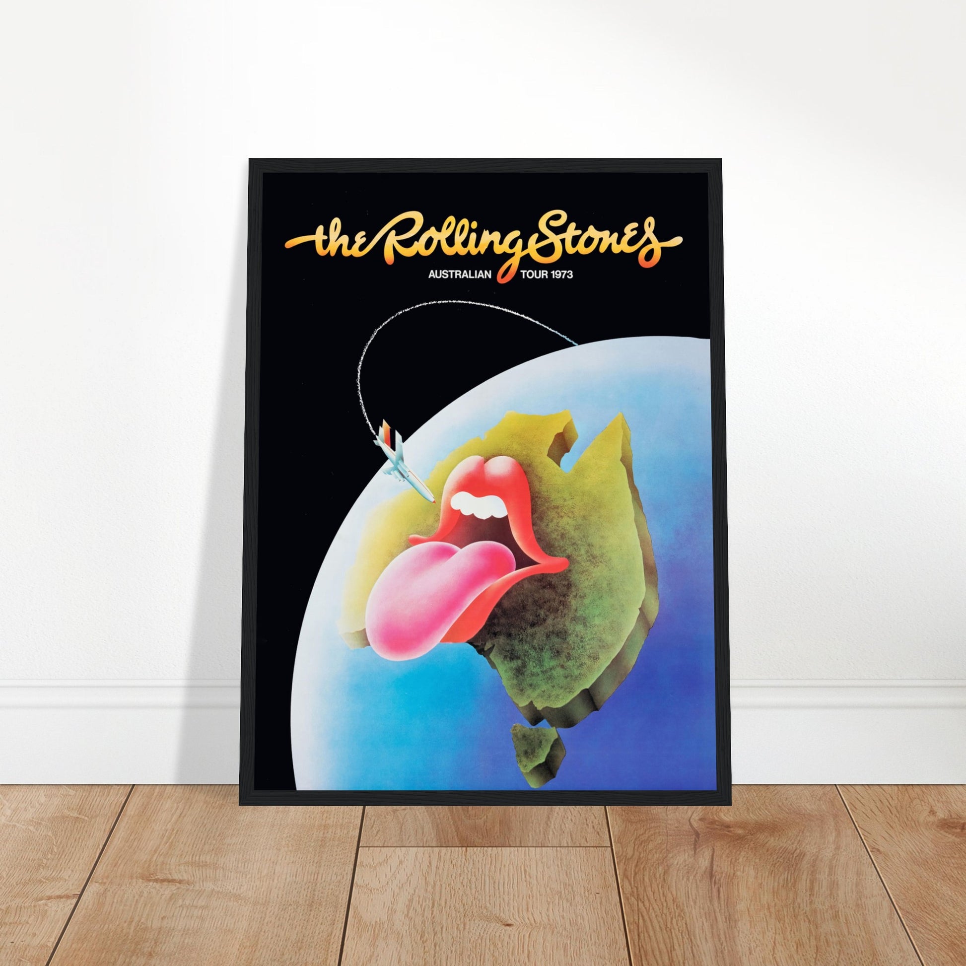 Iconic Rolling Stones Australia poster, celebrating the band’s legendary tour Down Under. Perfect for collectors & classic rock fans. Shop now!