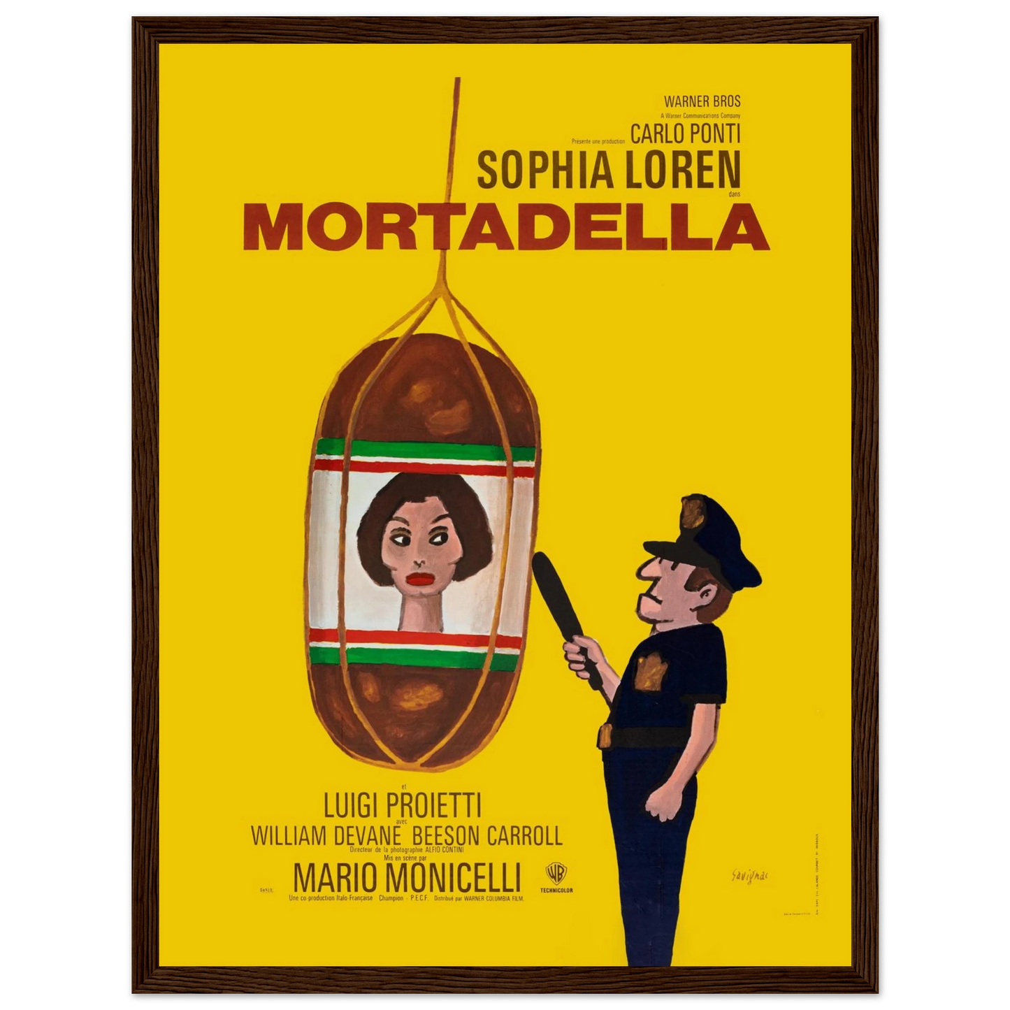Vintage Italian film poster of Mortadella starring Sophia Loren, blending humor, elegance, and retro European movie design.