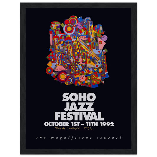 Rare Soho Jazz Festival 1992 poster, celebrating London's vibrant jazz scene. Perfect for music lovers, collectors, and vintage festival art. Shop now!