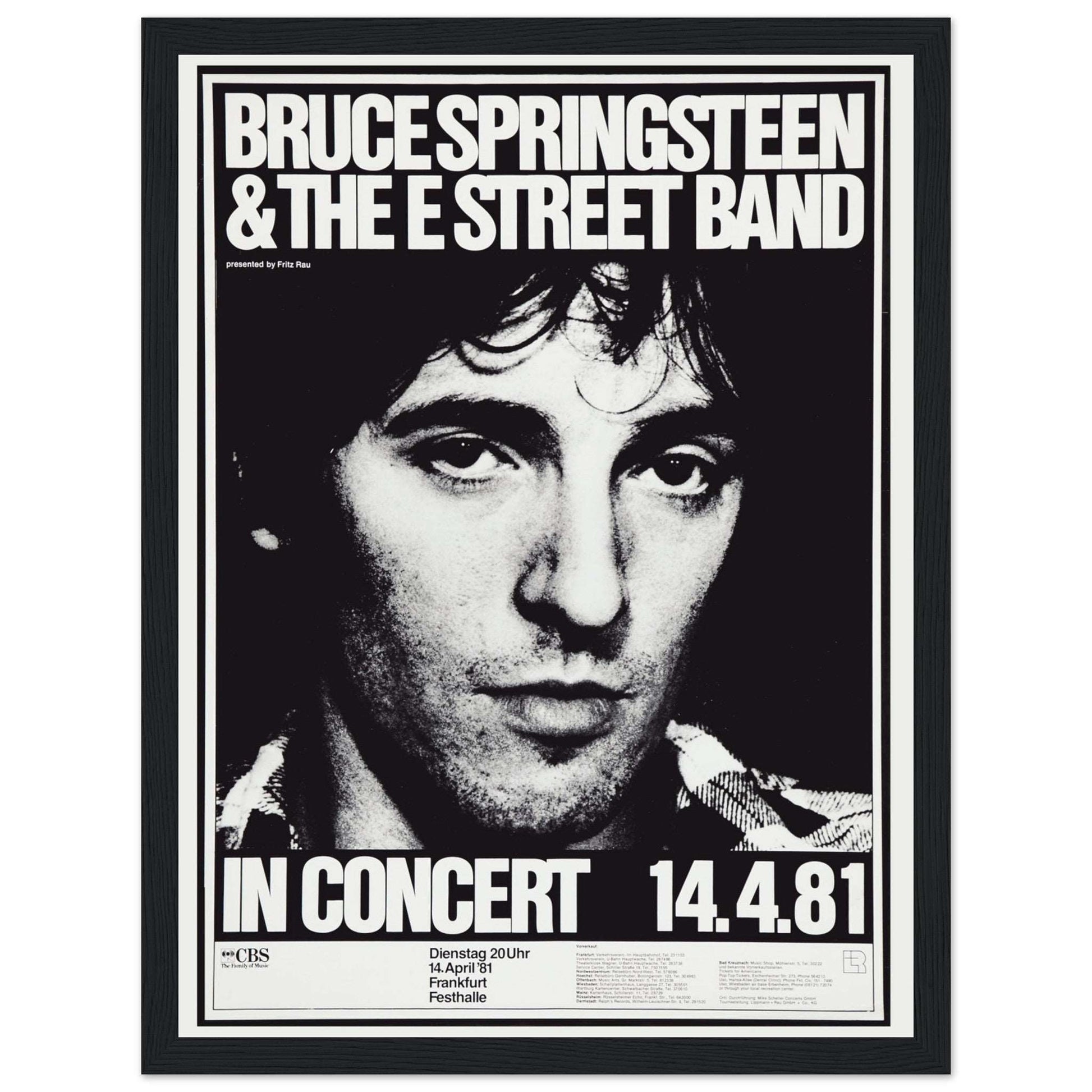 Rare Bruce Springsteen 1981 Frankfurt concert poster, celebrating The Boss’s legendary German tour stop. Perfect for classic rock collectors! Shop now.