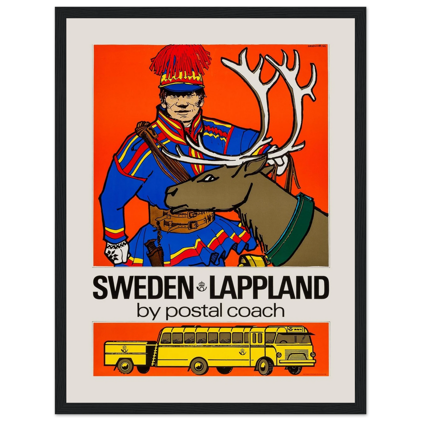 Celebrate the spirit of the far north with this rare Sweden Lapland Postal Service vintage poster, depicting a determined postman on skis accompanied by a majestic elk in the snowy wilderness. This nostalgic artwork reflects the rugged charm of early 20th-century Nordic postal routes and the resilience of communication through remote, snowy terrain. Perfect for collectors of Scandinavian vintage prints, wildlife lovers, and fans of Nordic design, this piece blends functional history with artistic storytelli