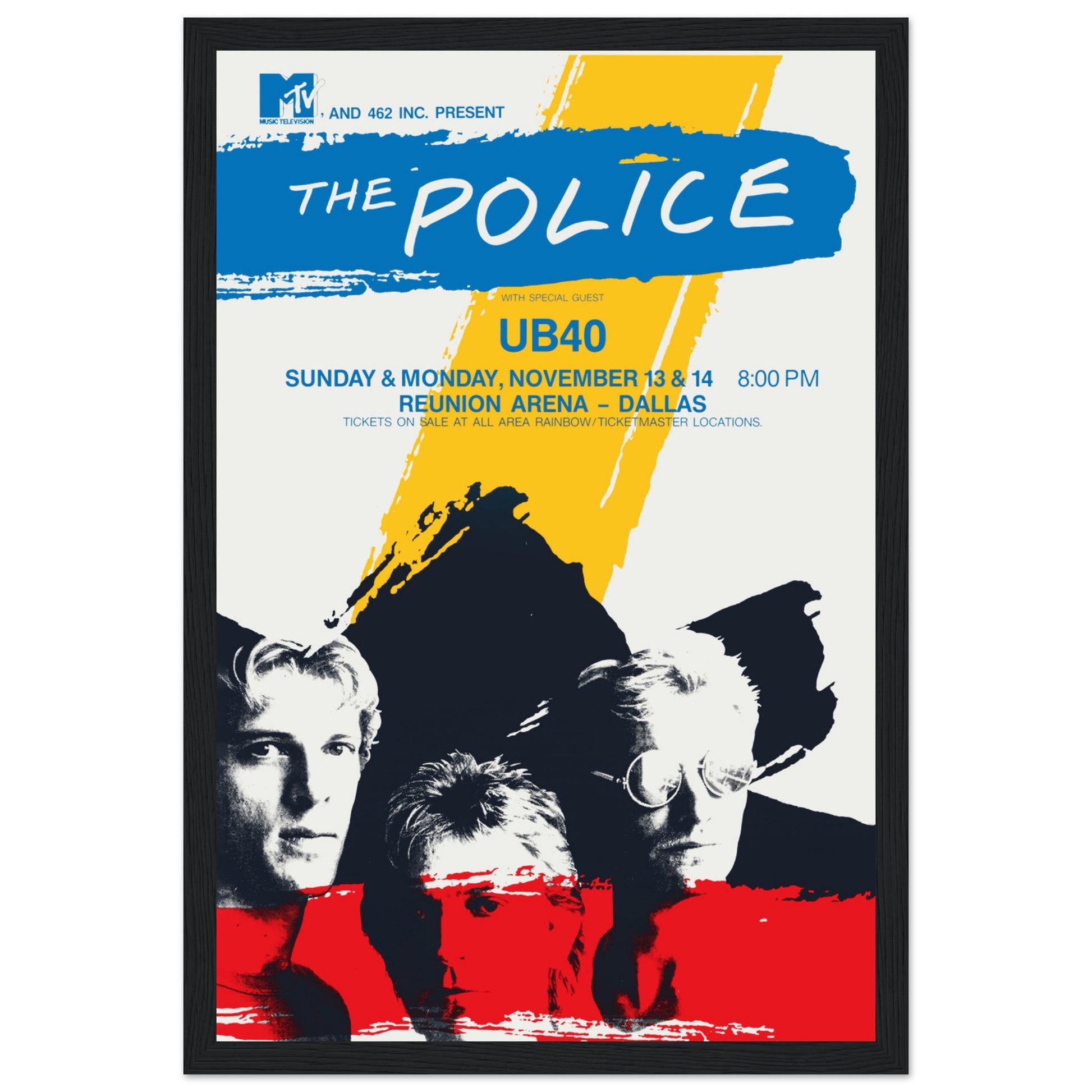 Celebrate the legendary rock band The Police with this vintage concert poster, featuring Sting, Andy Summers, and Stewart Copeland at their peak. Known for hits like "Roxanne," "Every Breath You Take," and "Message in a Bottle," this retro rock poster is perfect for classic rock lovers, 80s music fans, and collectors of band memorabilia. Whether decorating your music room, office, or home, this The Police wall art adds timeless rock ‘n’ roll style. Order now and bring the sound of The Police to your walls!
