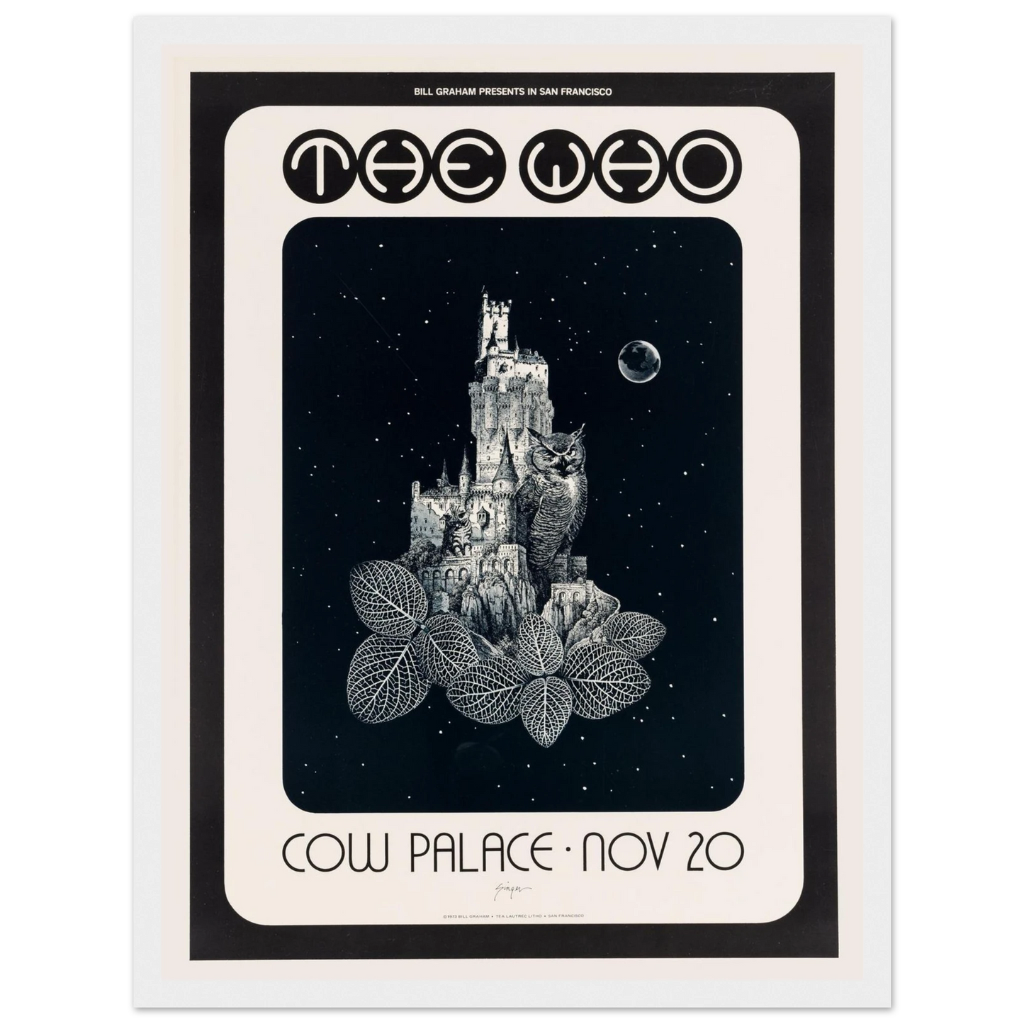 Reproduction of The Who Cow Palace concert poster, a must-have collectible for rock enthusiasts and 1970s music memorabilia lovers.