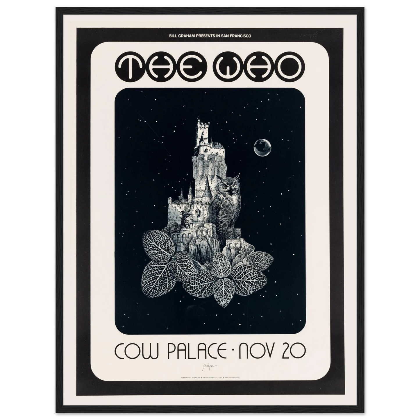 Vintage rock poster of The Who live at the Cow Palace, a high-quality reproduction for classic rock fans and concert art collectors.