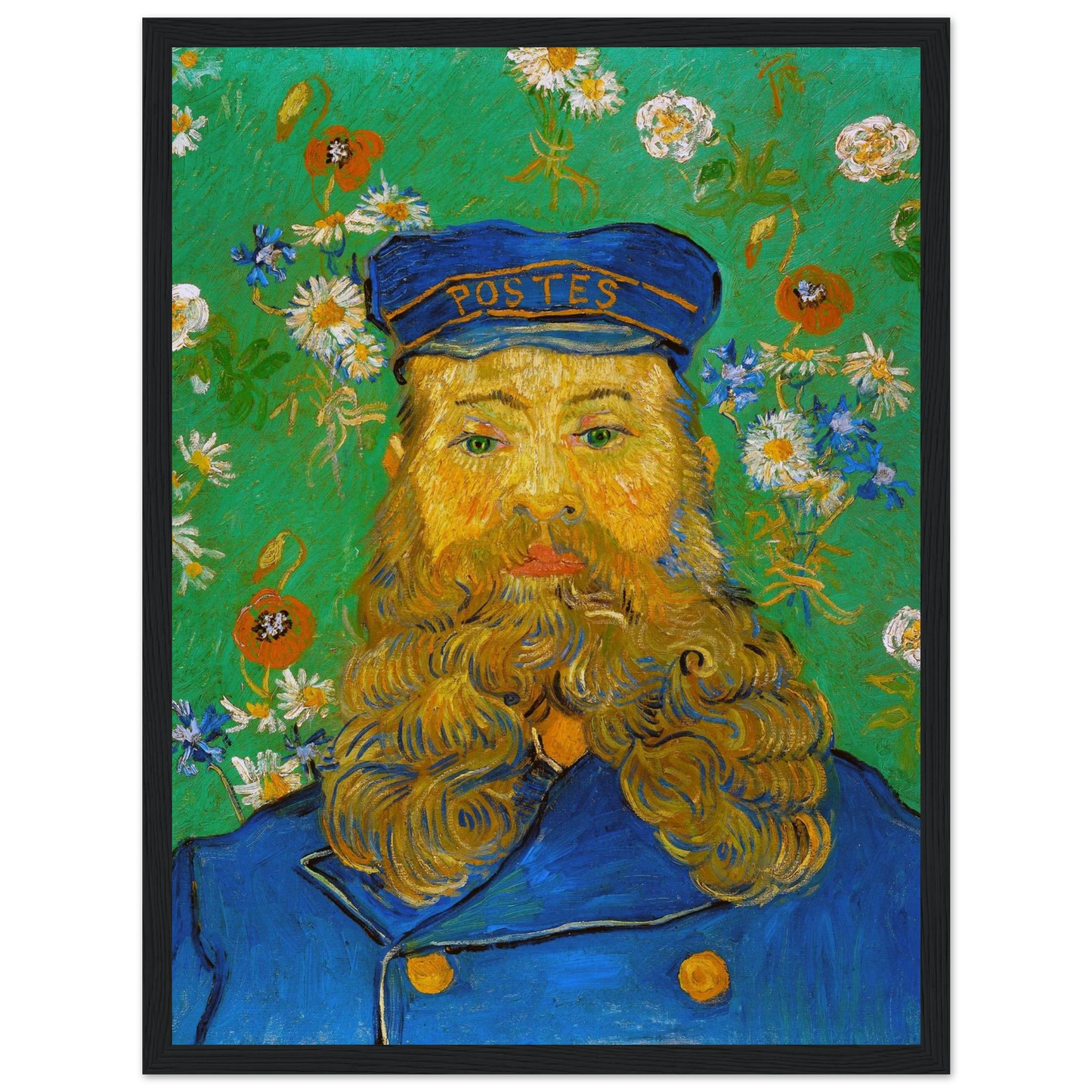 This museum-quality reproduction print of Portrait of Joseph Roulin (1889) captures the emotional intensity and bold brushwork of Vincent van Gogh’s original painting. Roulin, a postal worker and friend of the artist in Arles, became a frequent subject in Van Gogh’s portraiture—symbolizing working-class dignity and human connection. With its vivid color palette, thick impasto, and striking presence, this piece stands as one of Van Gogh’s most beloved portraits. Printed on archival-grade paper, this poster i