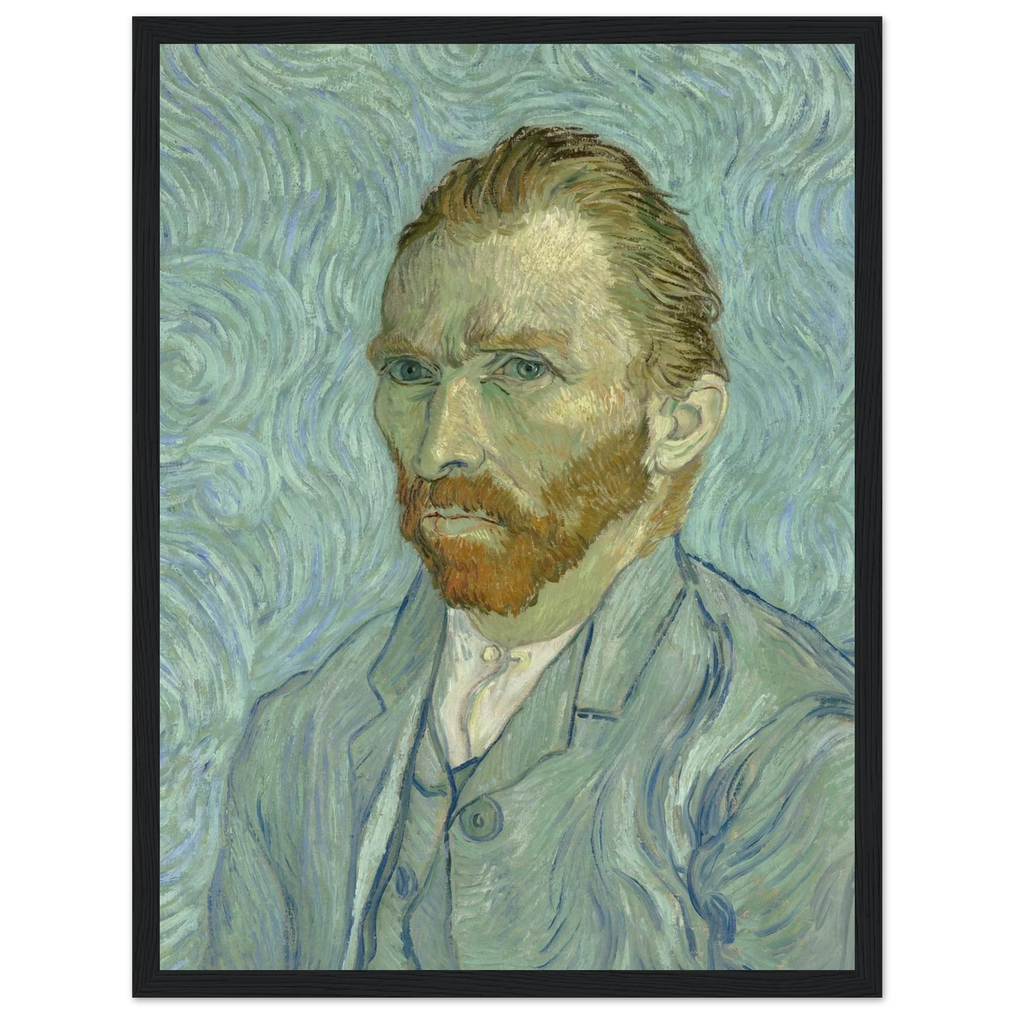 This high-quality reproduction of Self-Portrait by Vincent van Gogh captures the emotional depth and raw brushwork that define the artist’s most personal masterpieces. Painted in 1889, during his stay at the asylum in Saint-Rémy, this portrait reflects Van Gogh’s inner turmoil and resilience, conveyed through piercing eyes and swirling strokes of blue, green, and ochre. Printed on archival-quality paper, this poster print retains the expressive power of the original work. Ideal as wall art for collectors, s