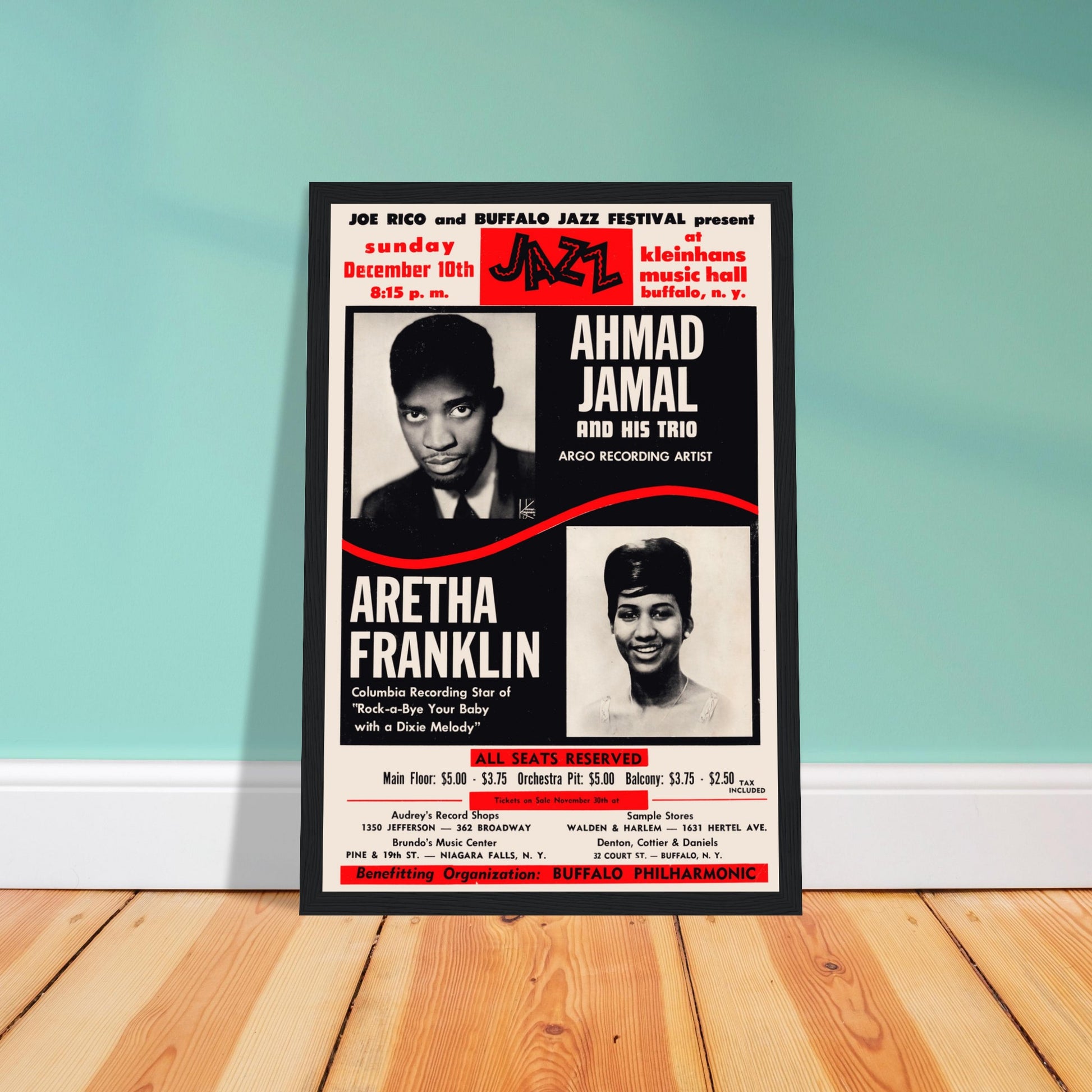 Experience the magic of jazz and soul with this Ahmad Jamal & Aretha Franklin concert poster, celebrating two of the most iconic musicians in history. Featuring vintage jazz aesthetics, soulful design, and a tribute to timeless performances, this poster is a must-have for music collectors, jazz enthusiasts, and lovers of classic R&B. Perfect for home decor, studios, or music spaces, this historic jazz print captures the spirit of an unforgettable era. Order now and own a piece of jazz history!